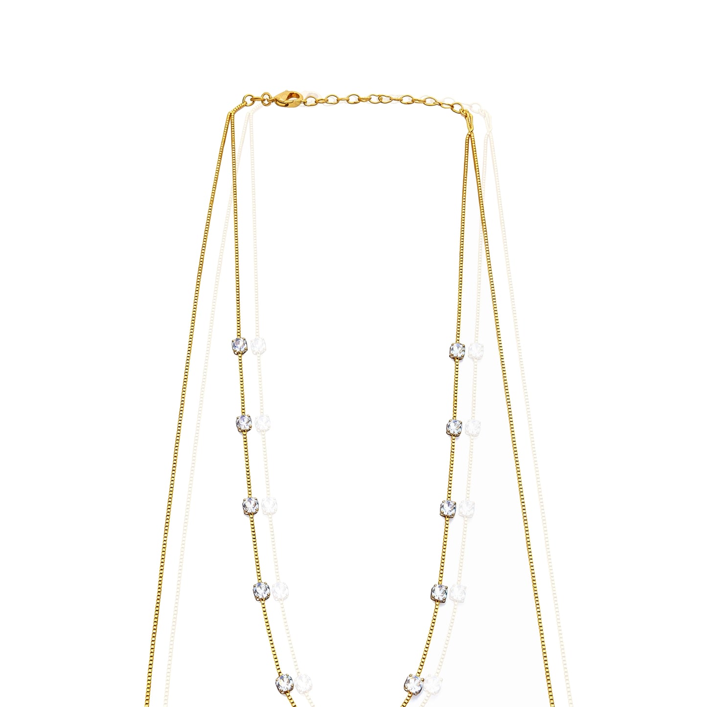 Cadena corporal rellena de oro de 18 quilates con circonita cúbica