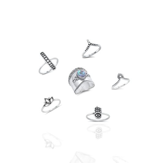 Chunky Stackable Rings Set of 6 Unique Rings