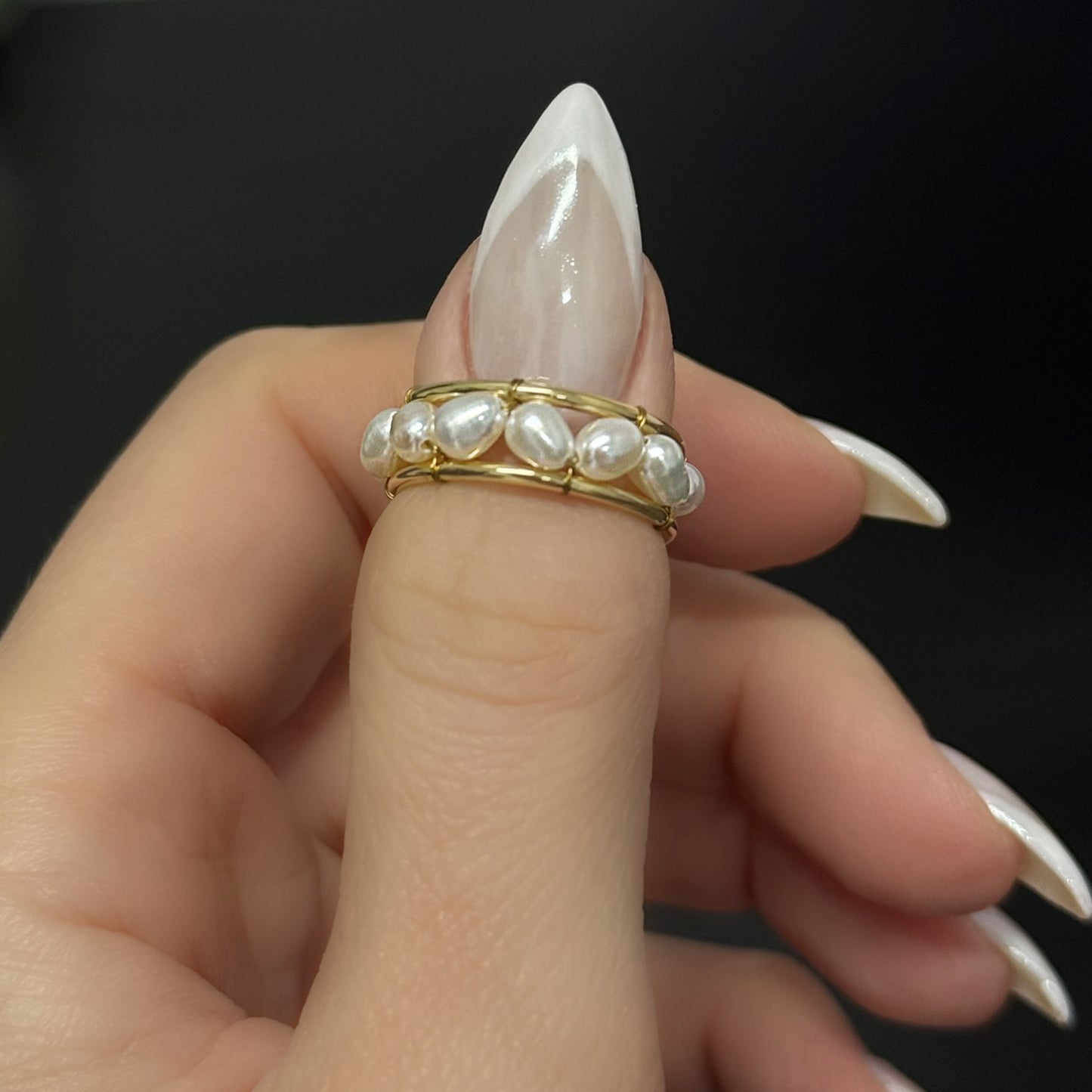 Fresh Water Pearls Open Band Ring