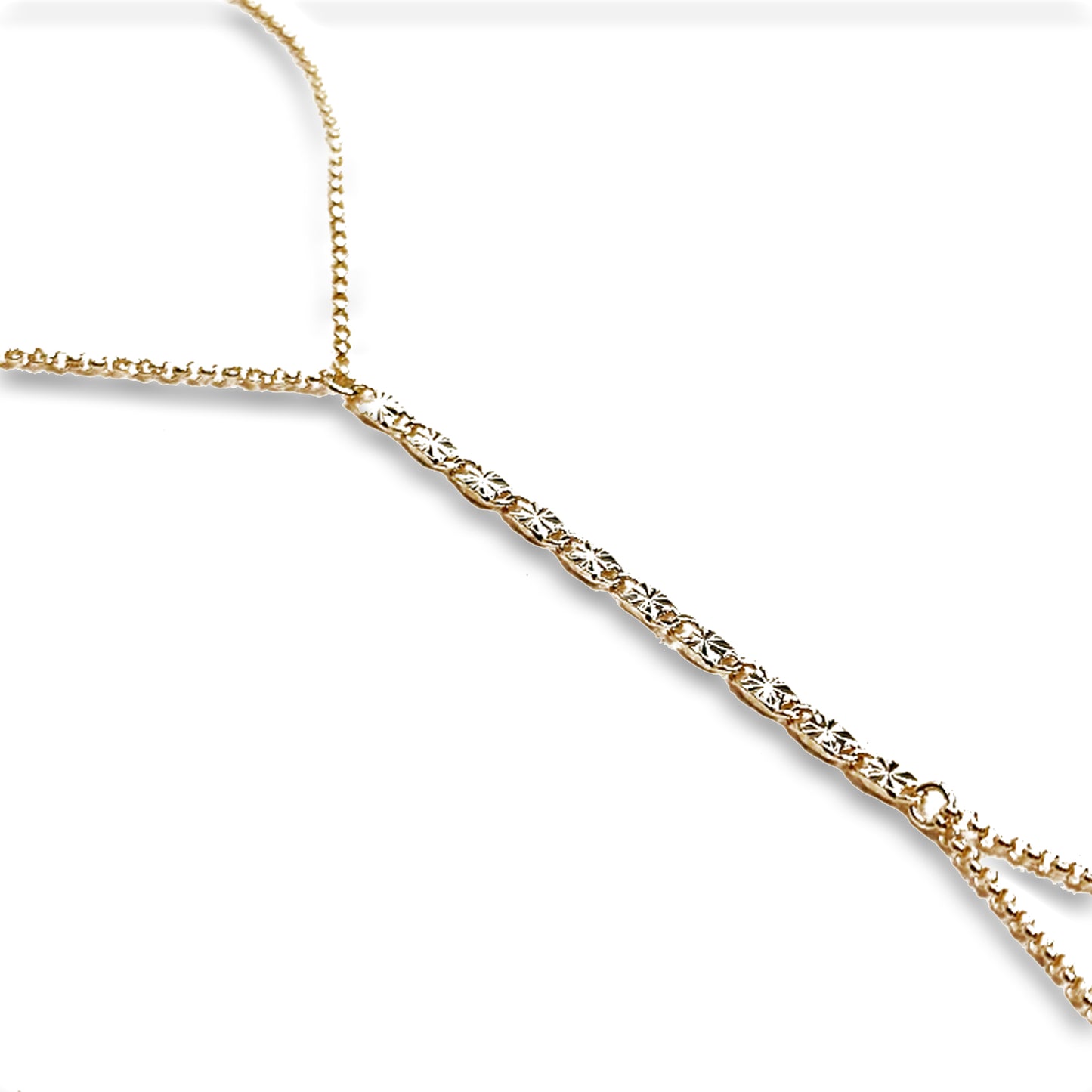 18K Gold Filled Hand Chain with Elegant Diamond Cut Design