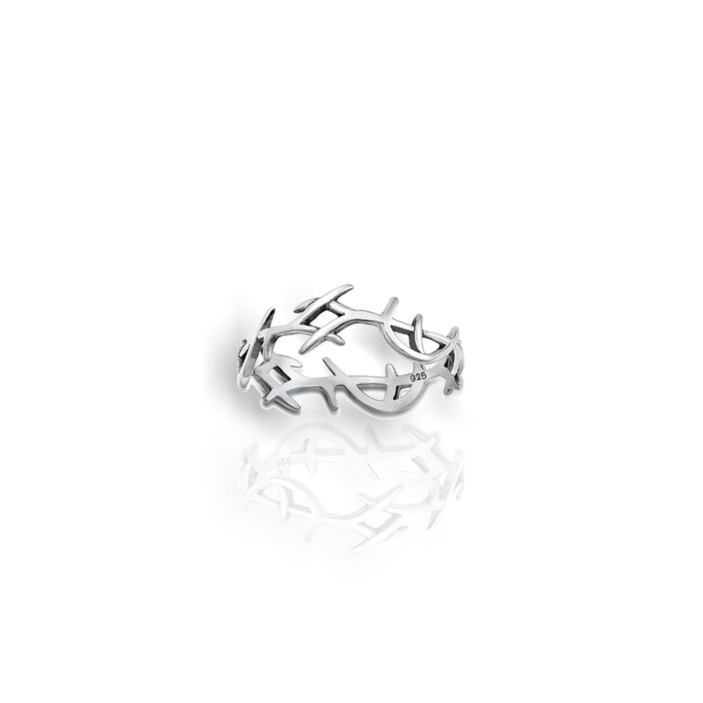 Jesus Crown of Thorns Ring in Sterling Silver