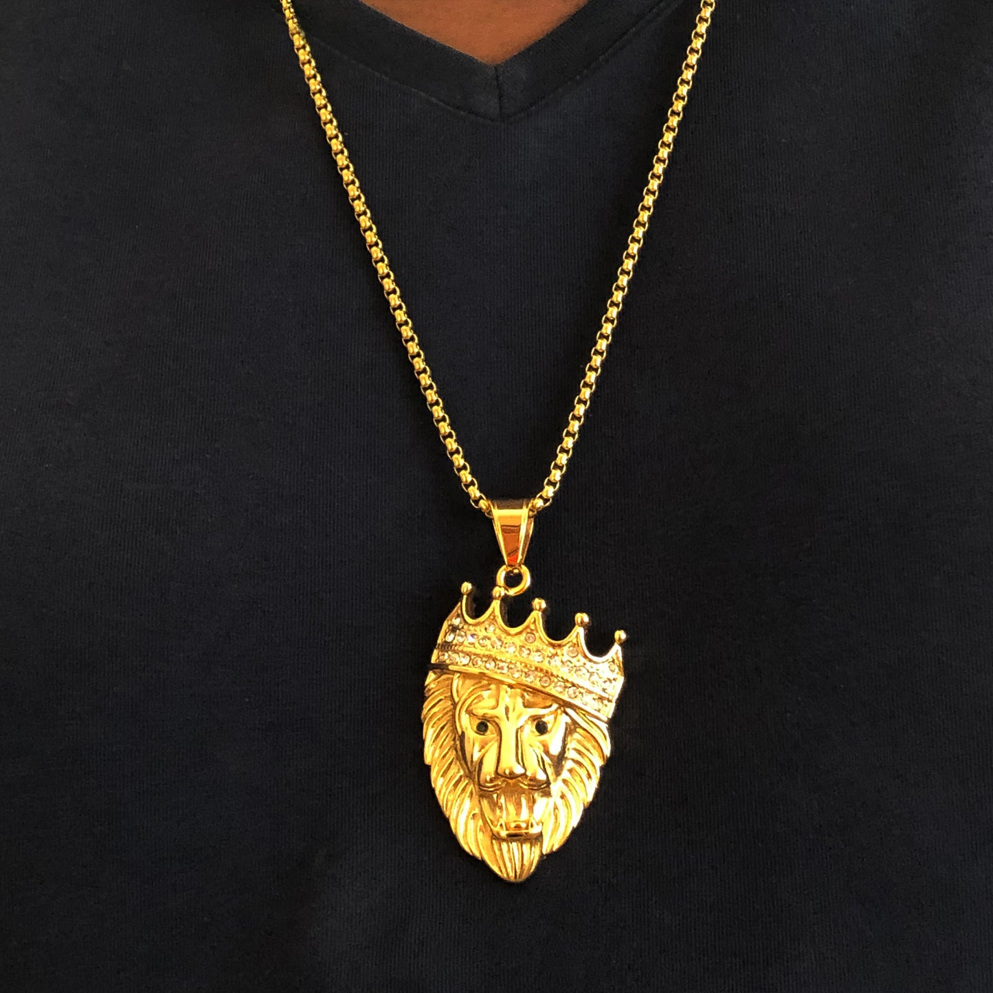 Crowned Lion King Necklace for Men