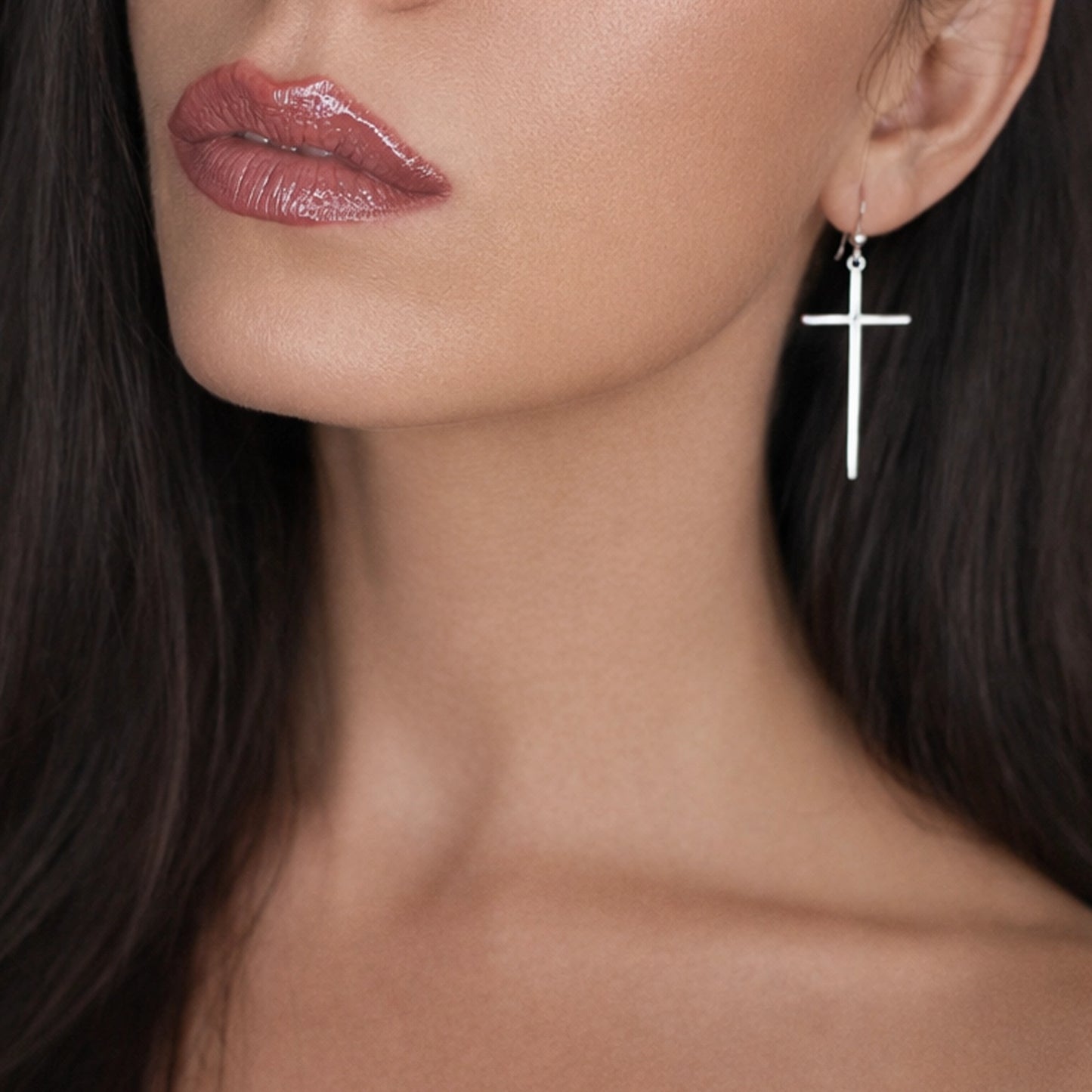 Timeless Long Cross Earrings in Premium Sterling Silver
