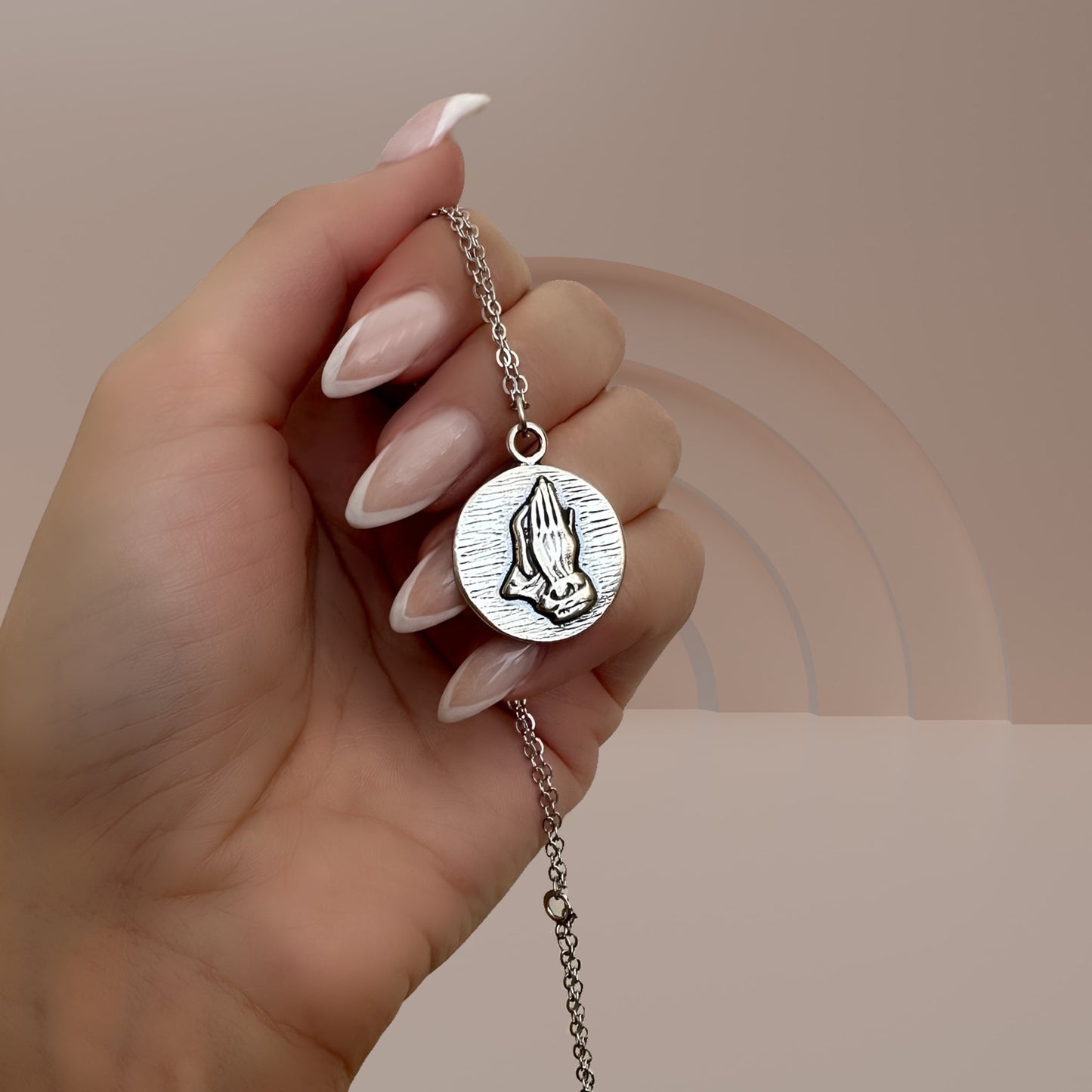 Serenity Prayer Engraved Reversible Pendant Necklace