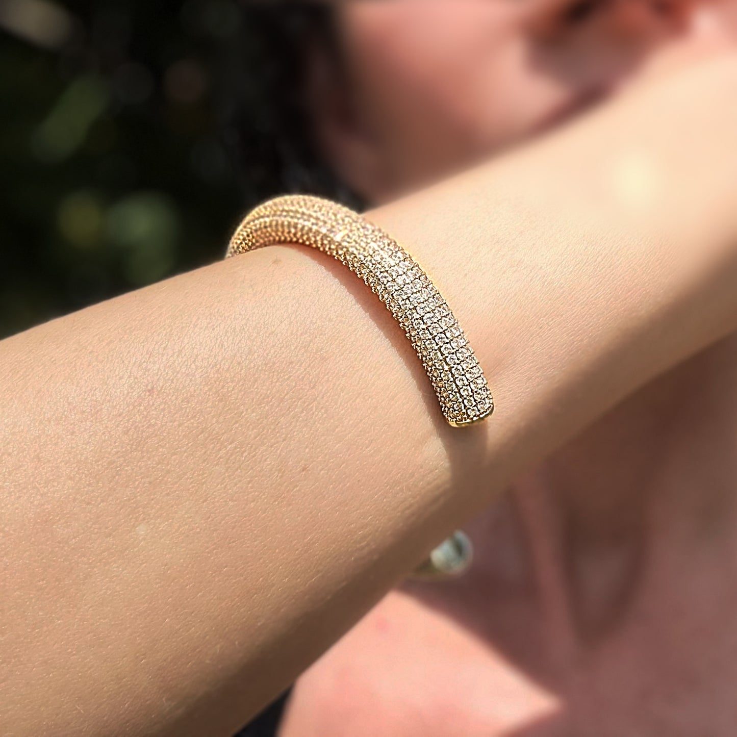 Iced Cuff Statement Bracelet in 18K Gold Filled or Silver Filled
