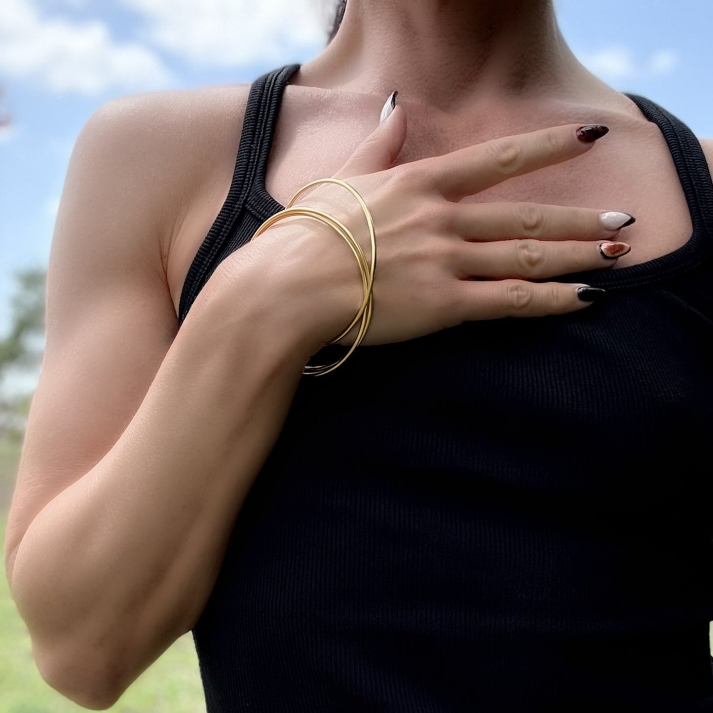 Triple Bangle Bracelet in Premium 18K Gold Filled