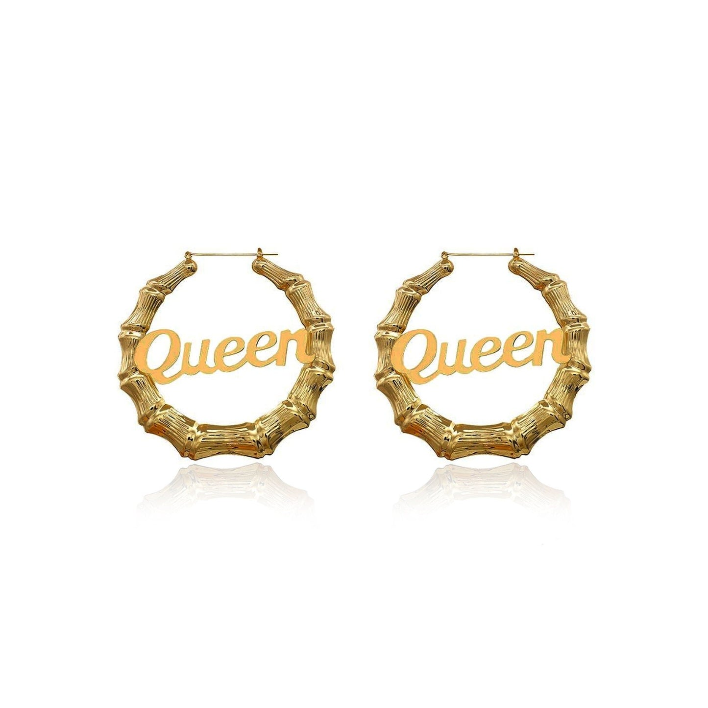 Bamboo Hoop Oversized Earrings in Gold or Silver Overlays