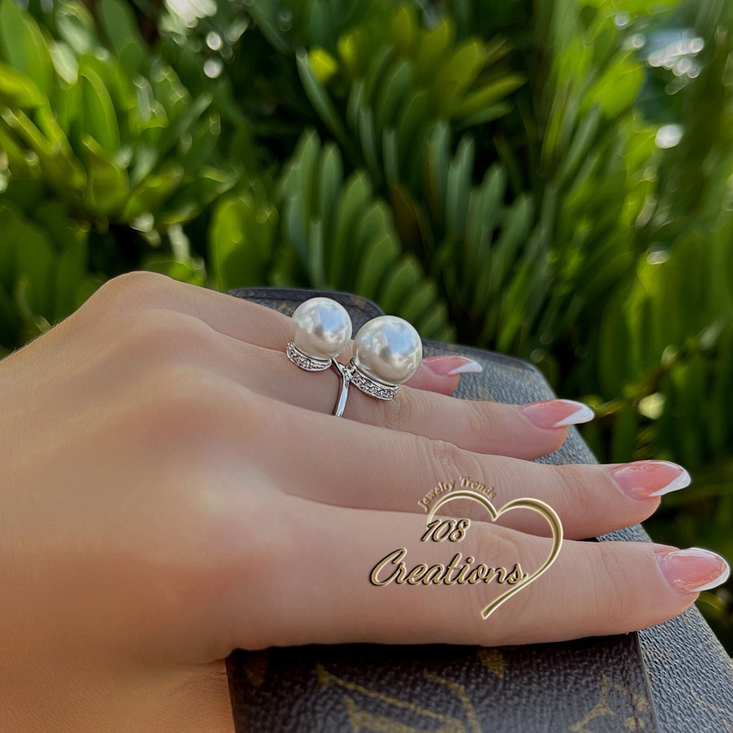 Anillo de cóctel grande con perla infinita
