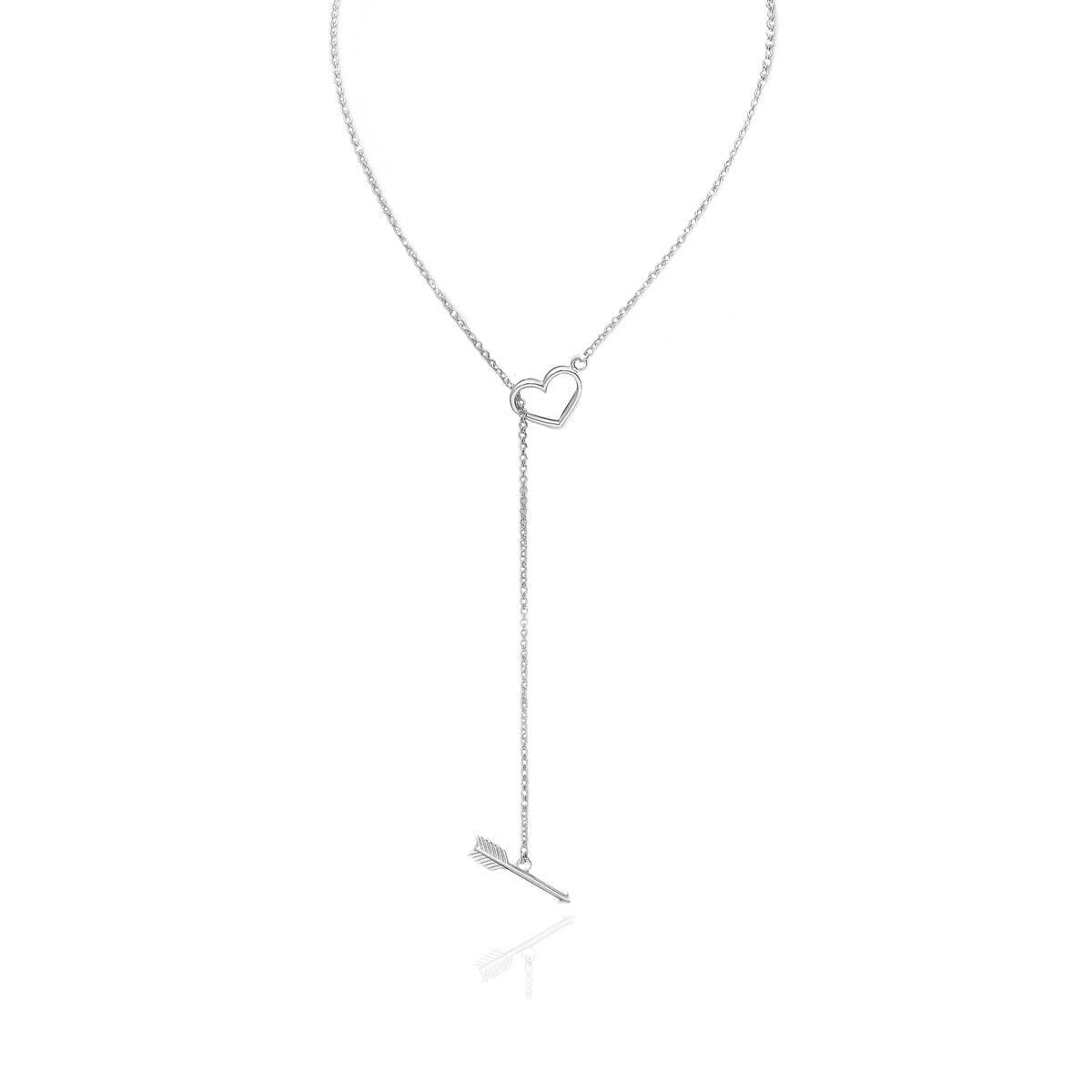 Collar delicado con forma de corazón y flecha de Cupido