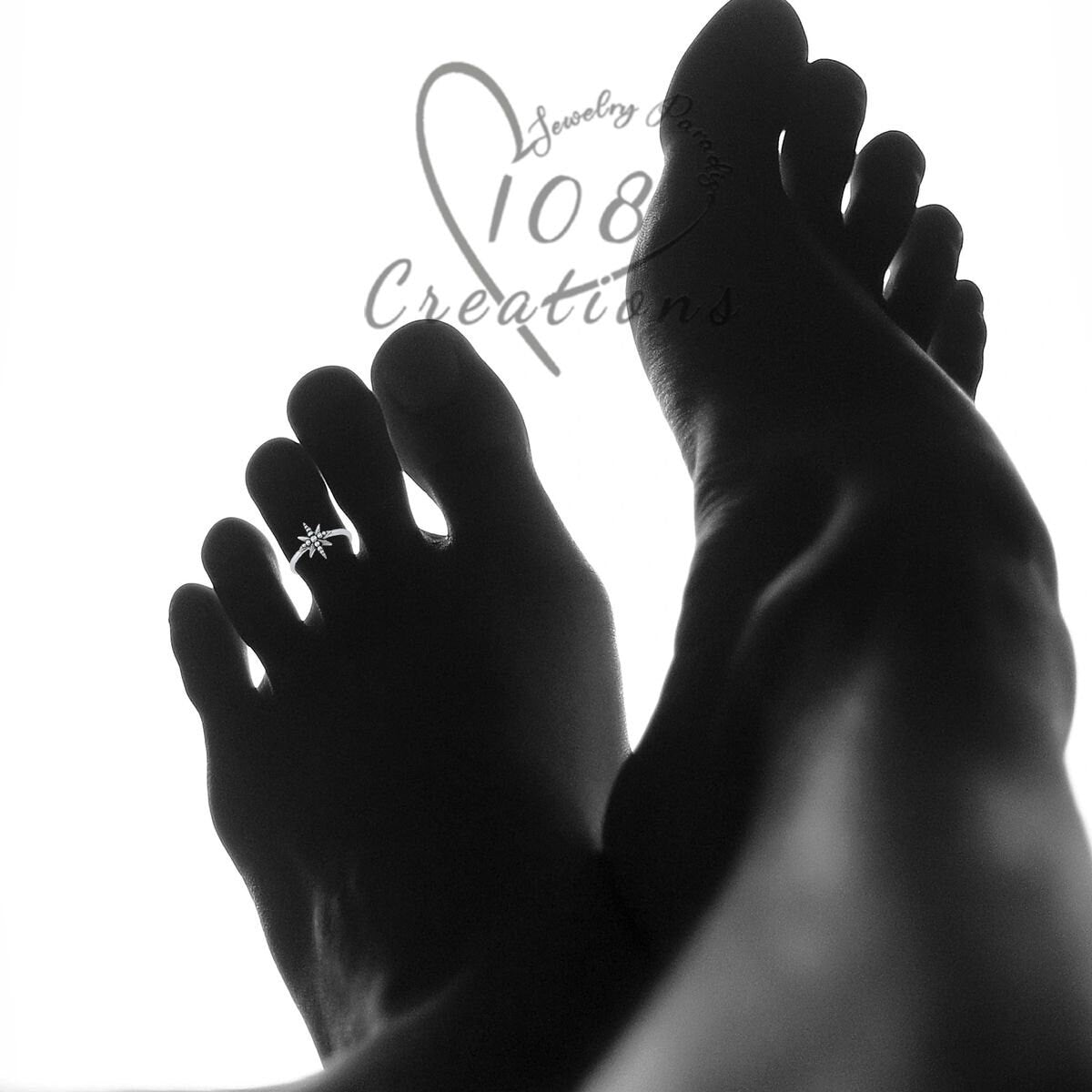 Anillo para el dedo del pie con forma de estrella brillante en plata de ley