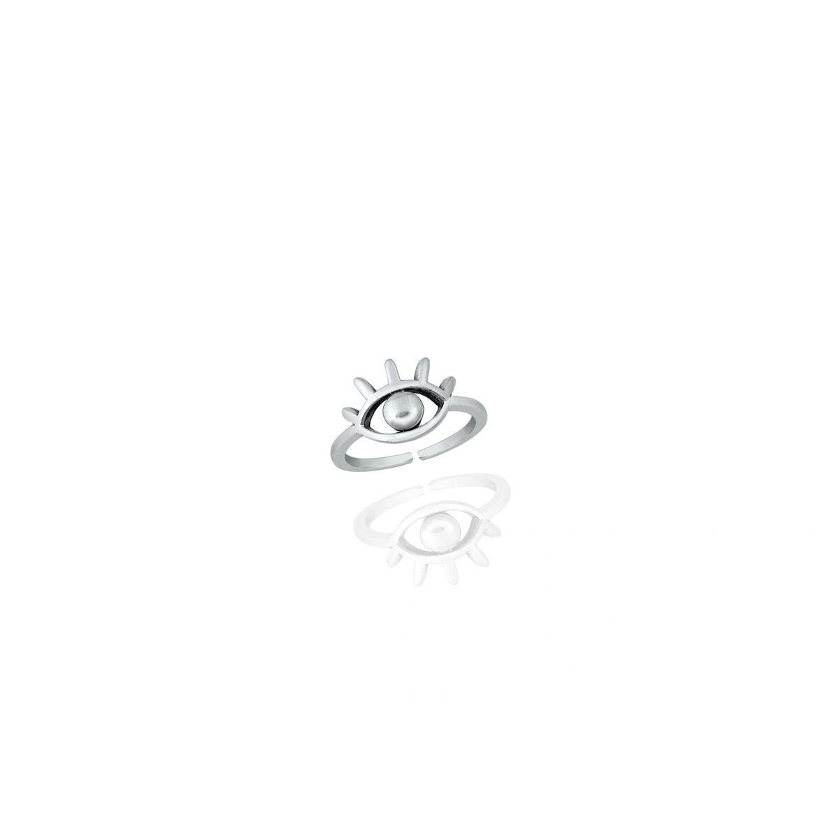 Evil Eye Adjustable Toe Ring in Sterling Silver