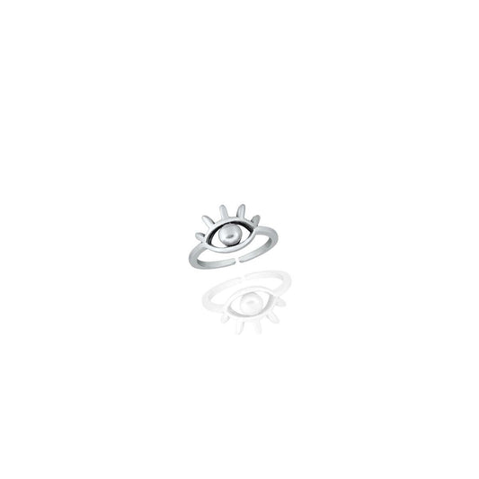 Evil Eye Adjustable Toe Ring in Sterling Silver