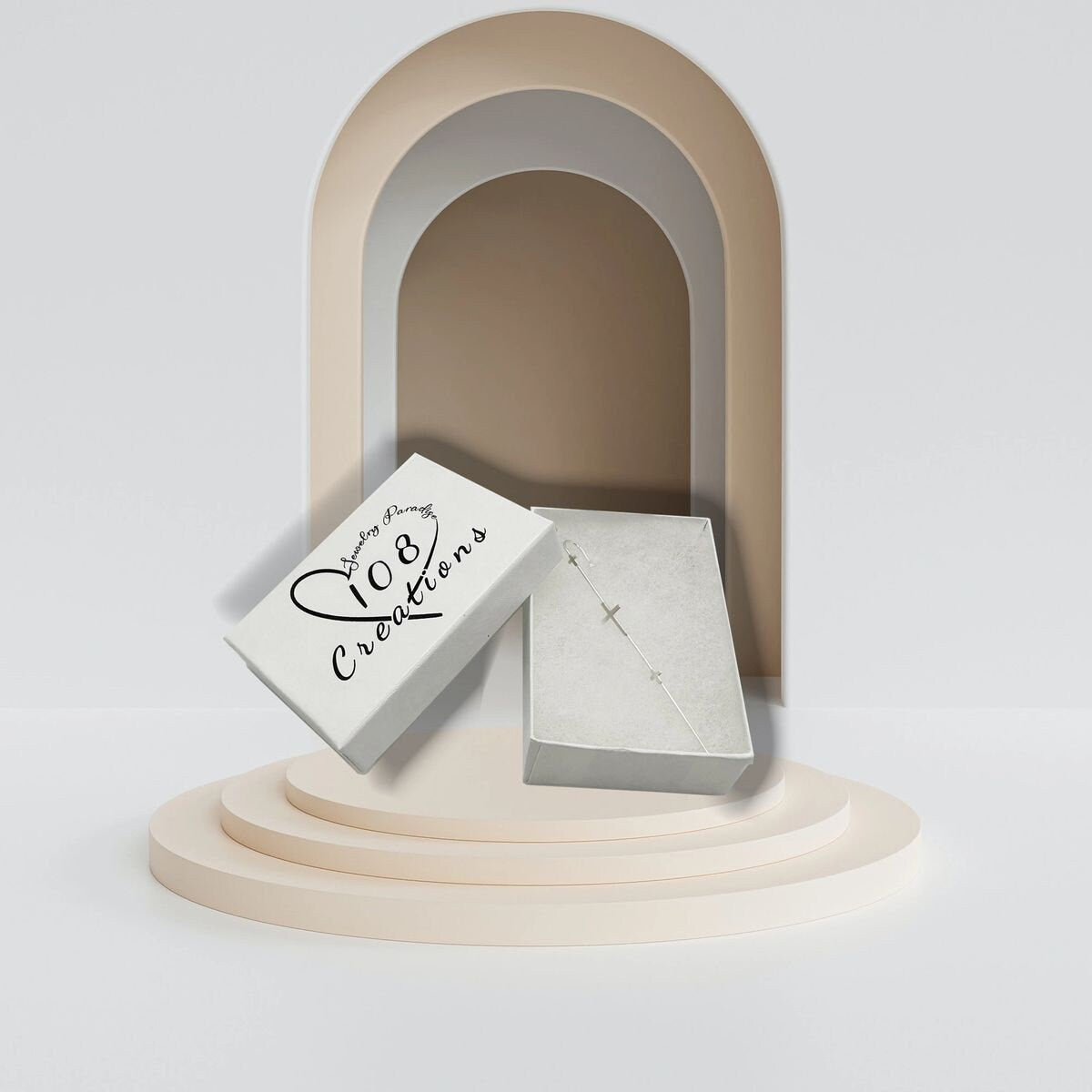 Pendiente de triple cruz con un solo alfiler en plata de ley