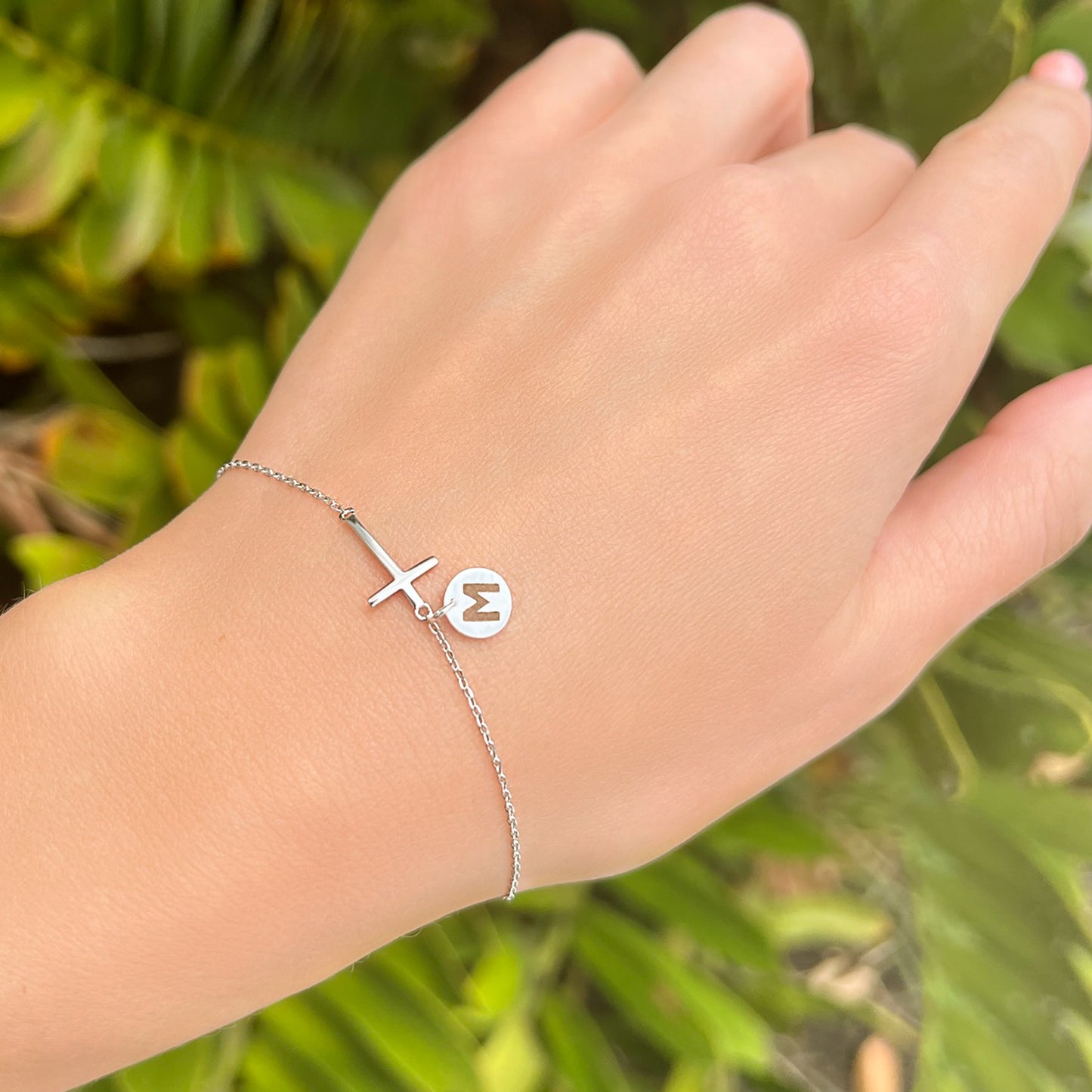 Sideways Cross Tiny Bracelet