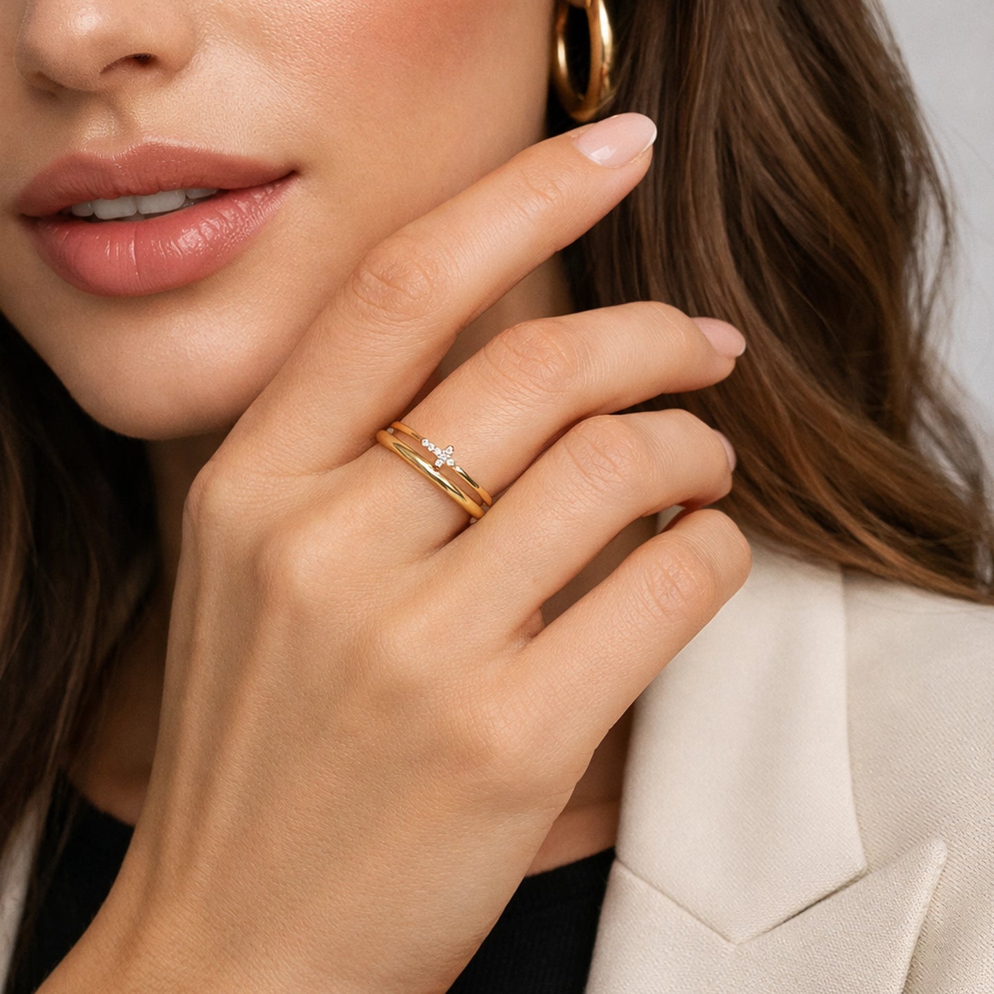 Juego de anillos apilables cruzados laterales