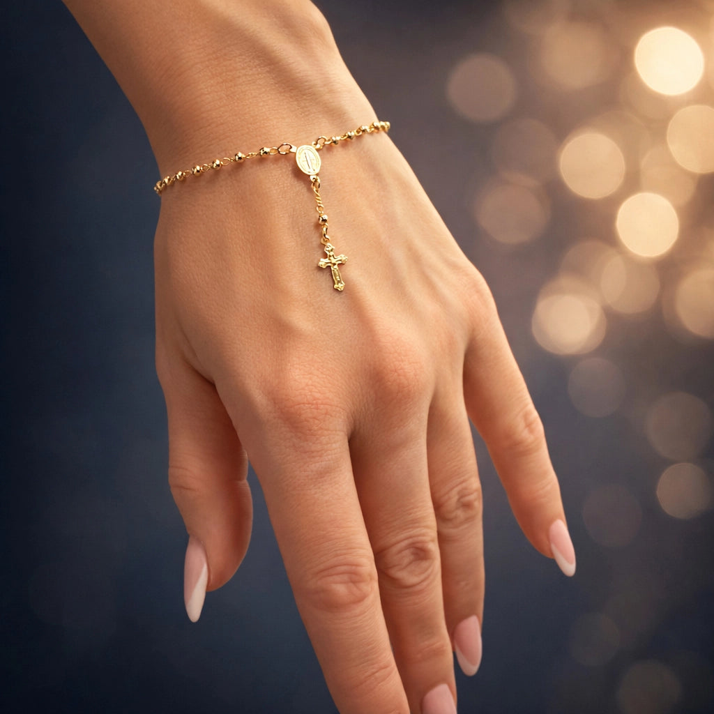 18K Gold Filled Virgin Mary Rosary Bracelet