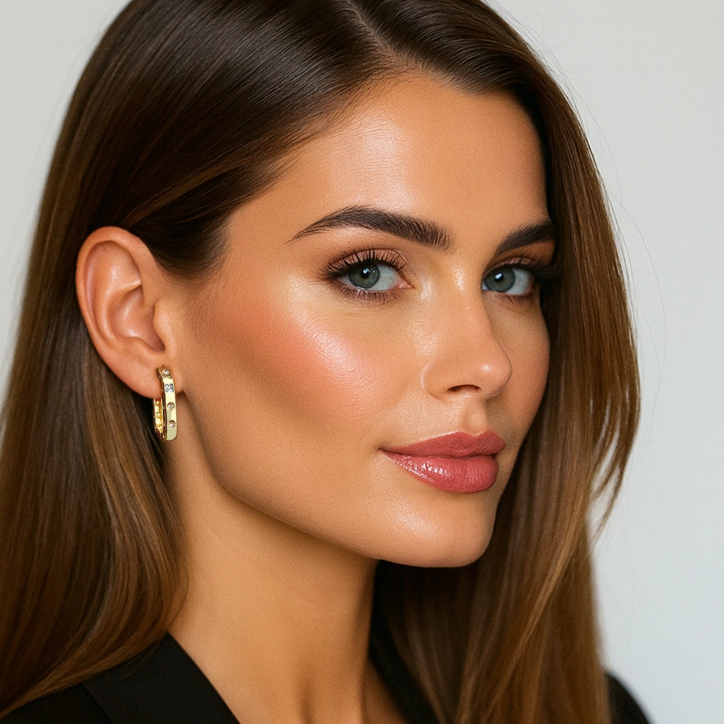 CZ Huggie Hoop Clicker Earrings