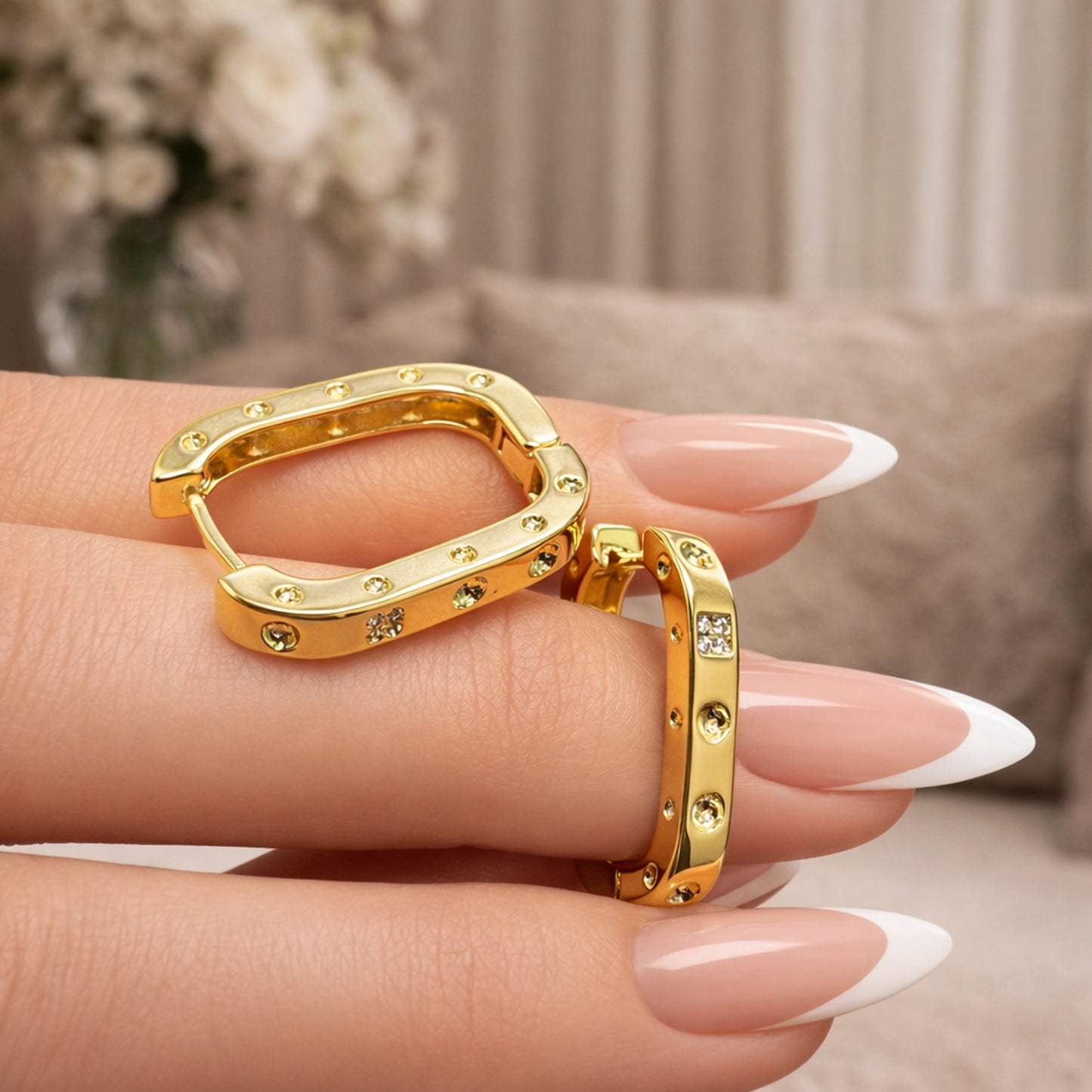 CZ Huggie Hoop Clicker Earrings