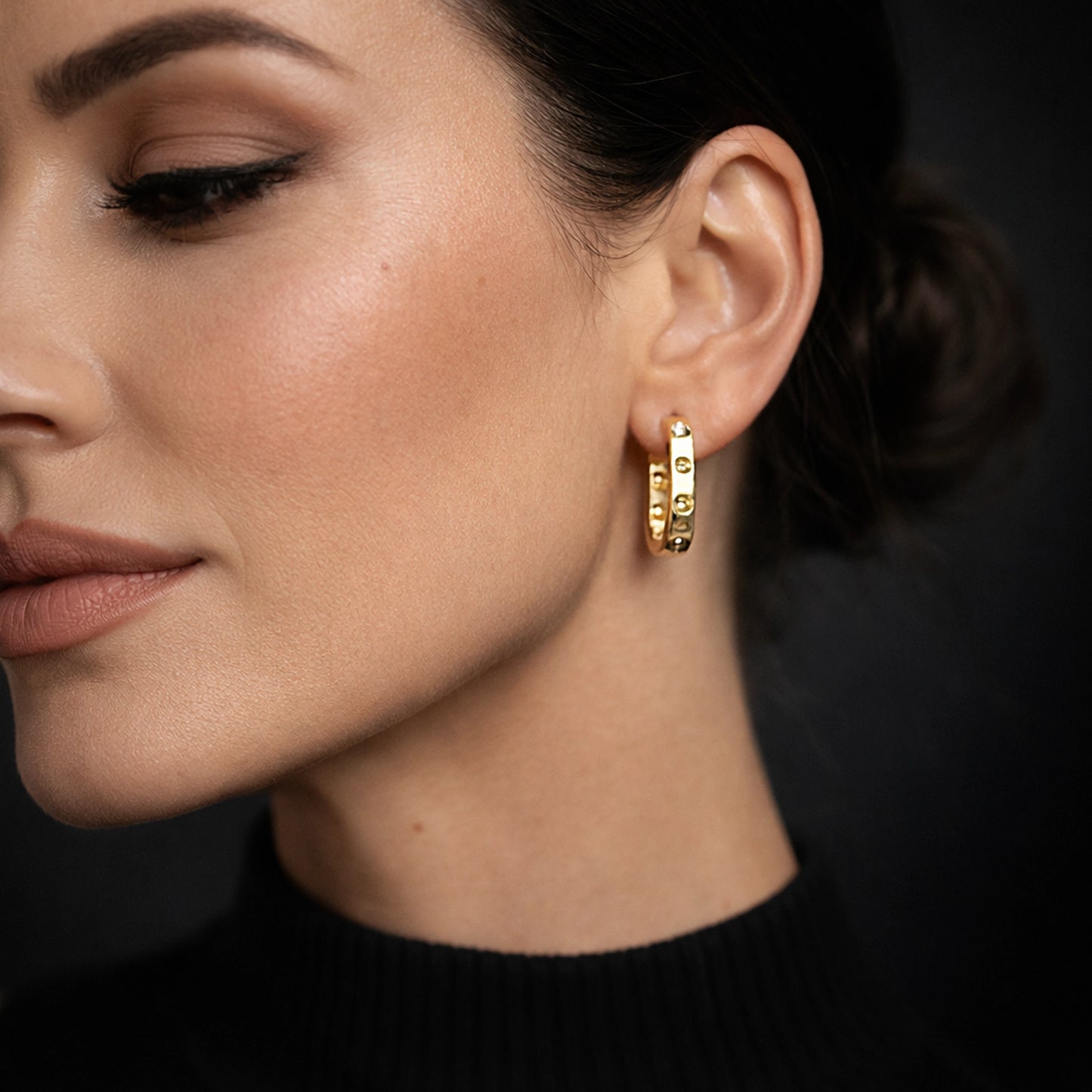 CZ Huggie Hoop Clicker Earrings