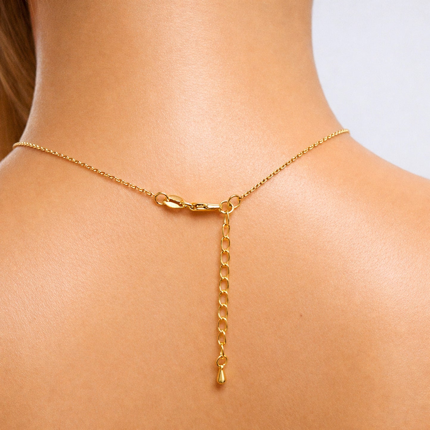 Rectangular Tag Necklace with Cut Out Cross in 18K Gold Filled