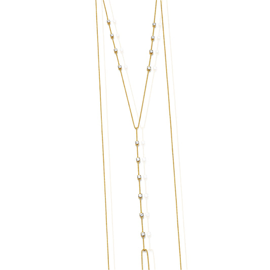 Cadena corporal rellena de oro de 18 quilates con circonita cúbica