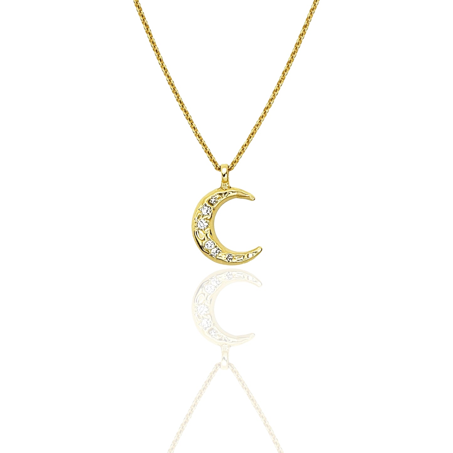 Crescent Moon Puffed Pendant Necklace
