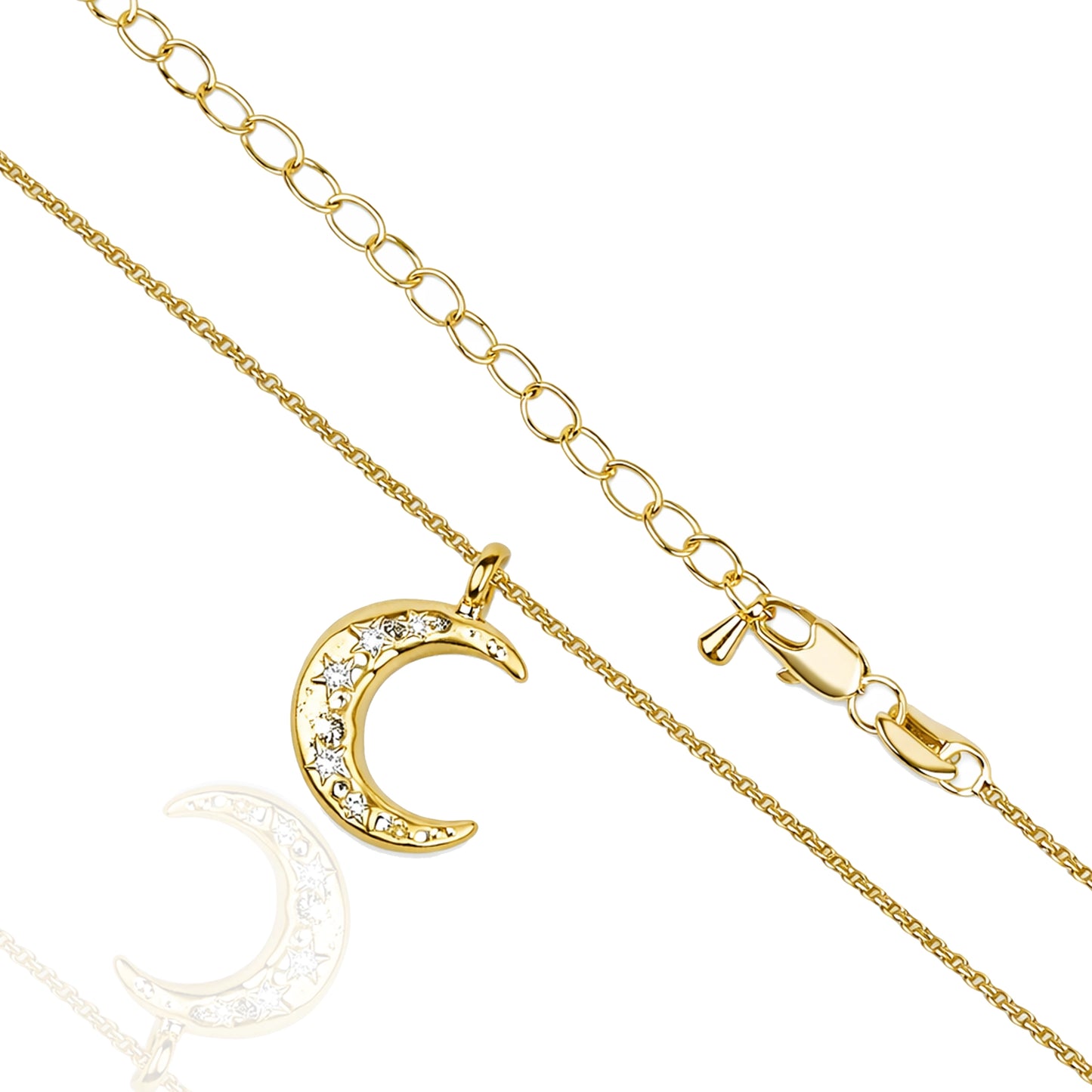 Crescent Moon Puffed Pendant Necklace