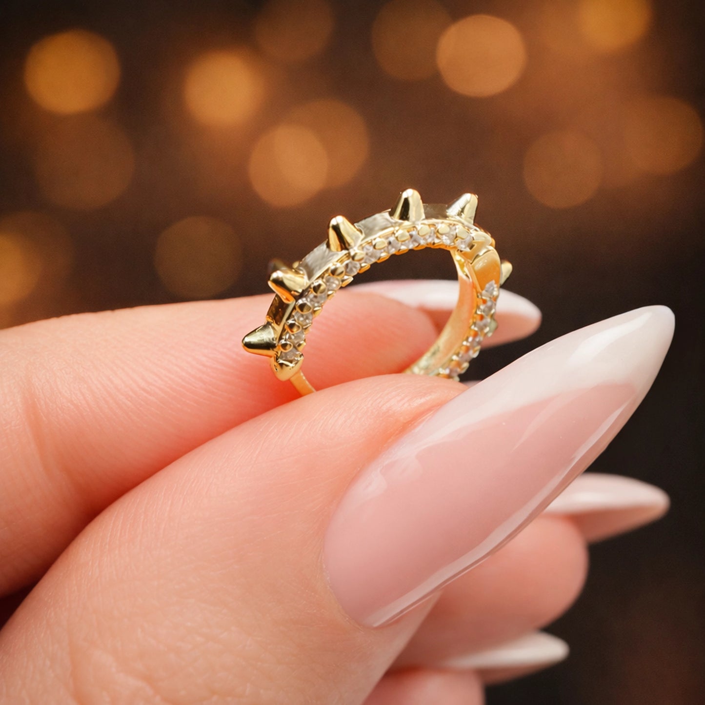 18k Gold Filled CZ Spike Hoop Earrings
