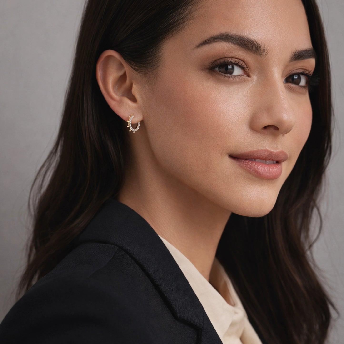 18k Gold Filled CZ Spike Hoop Earrings
