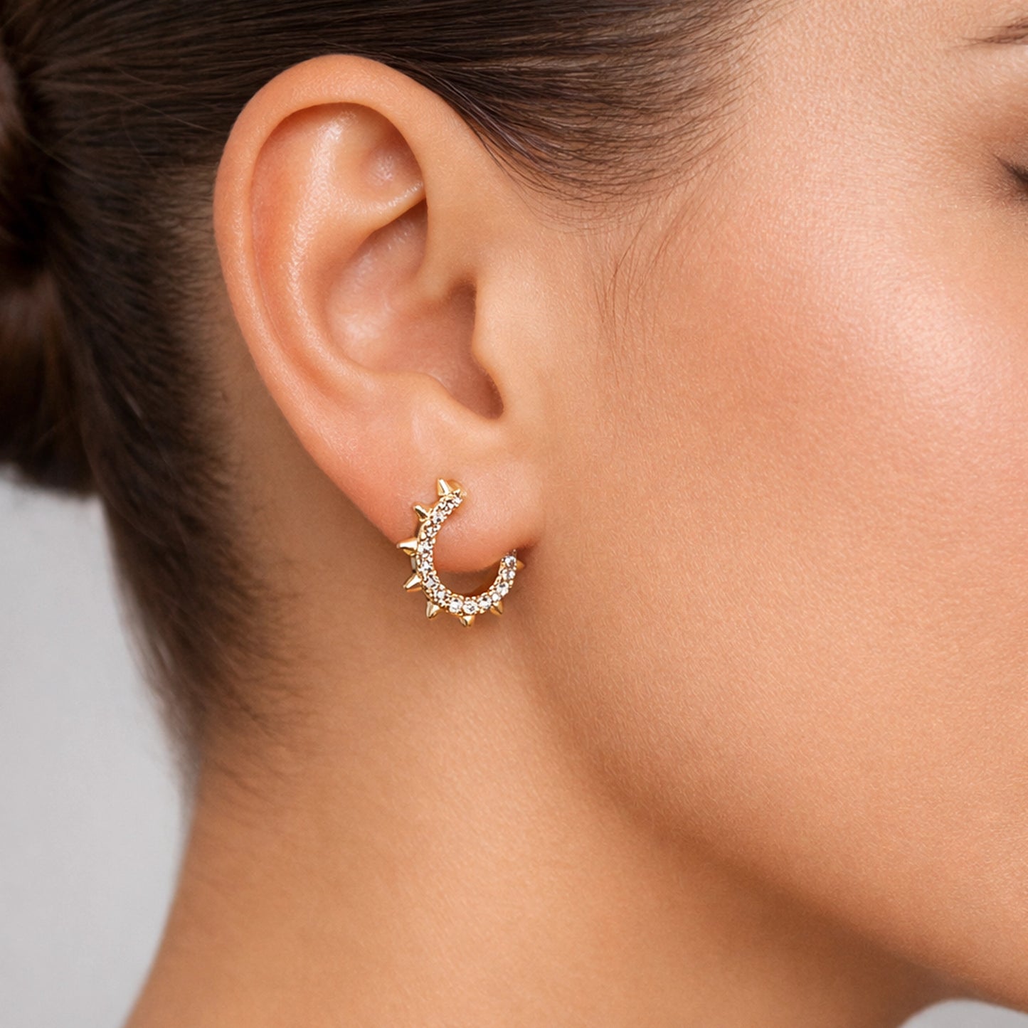 18k Gold Filled CZ Spike Hoop Earrings