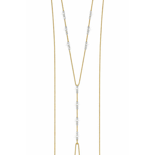 Elegante cadena corporal con circonitas cúbicas rellenas de oro de 18 quilates.