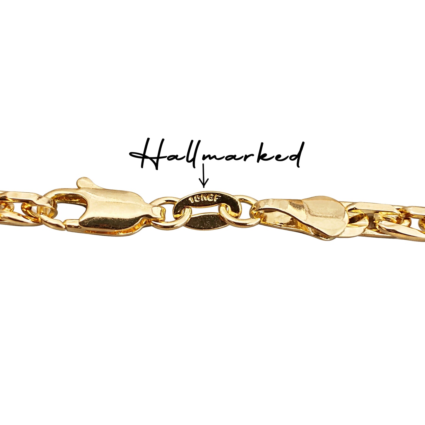 Elegante cadena corporal con circonitas cúbicas rellenas de oro de 18 quilates.