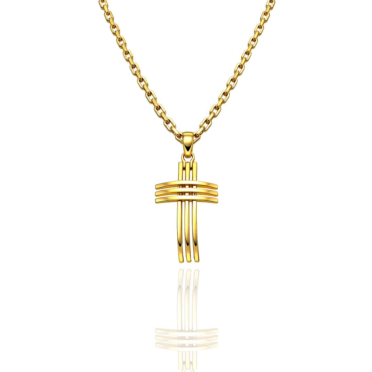 Stacked Bars Intricate Cross Necklace for Men or Women