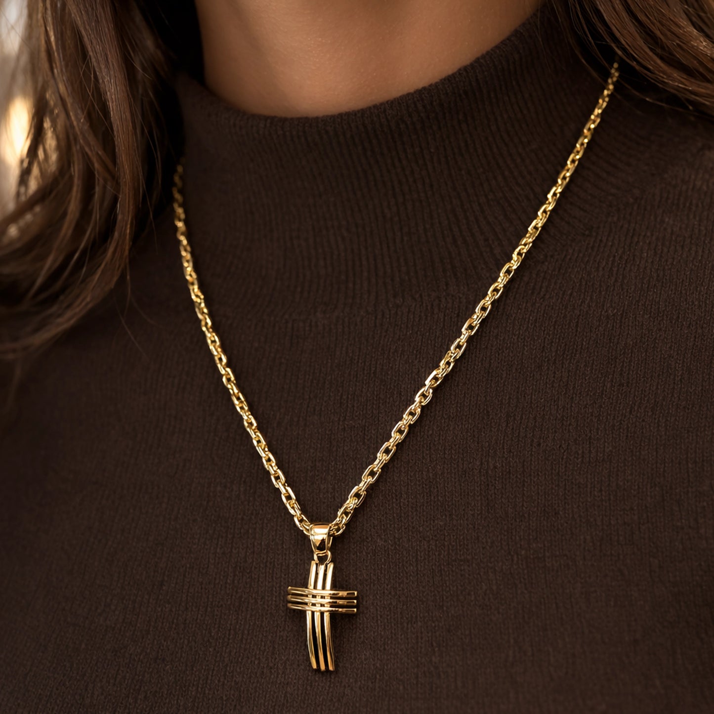 Stacked Bars Intricate Cross Necklace for Men or Women