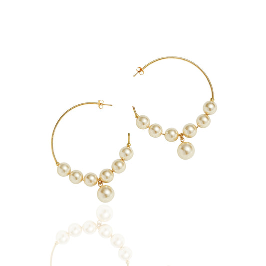 Pearl Hoop Statement Earrings