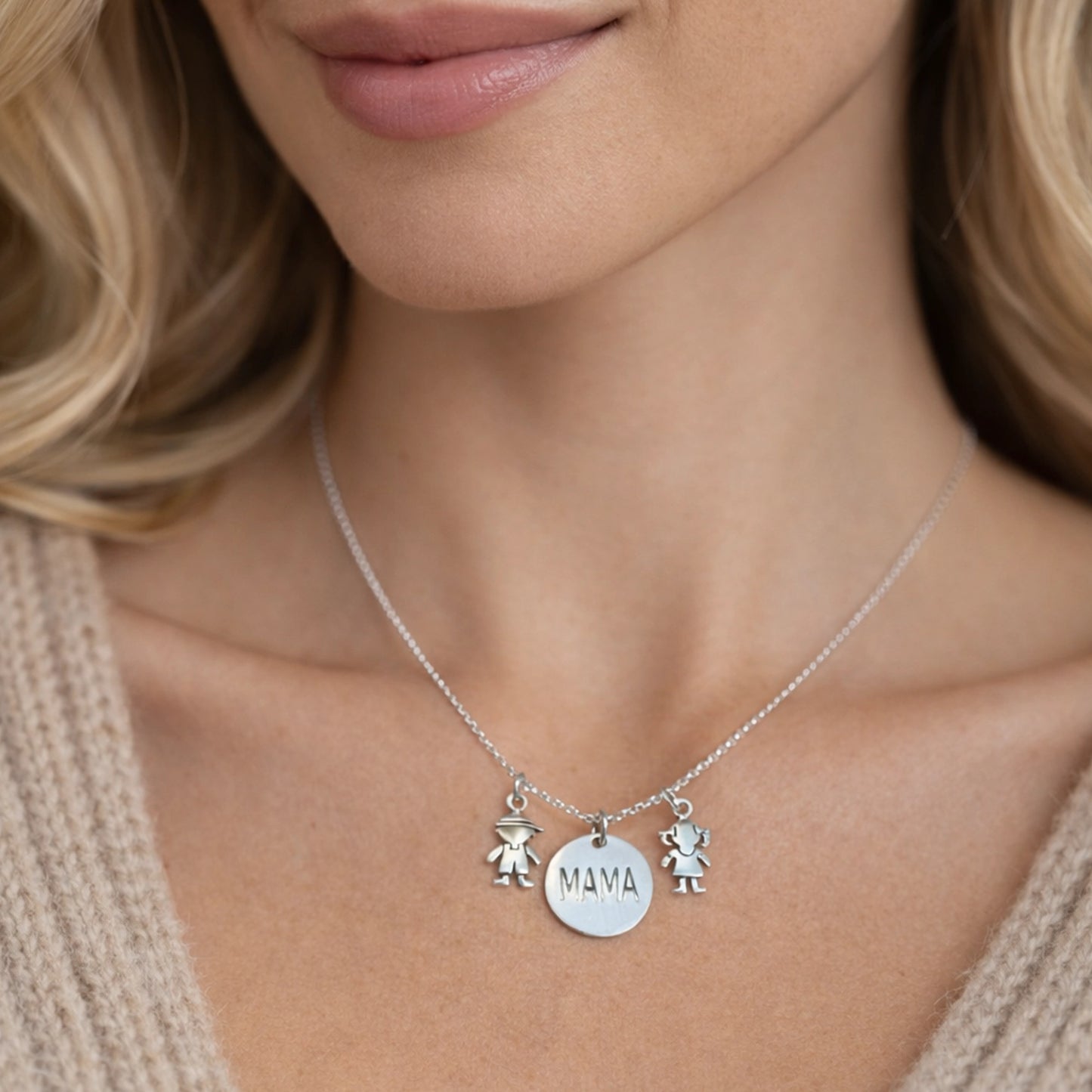 Universal Mama Engraved Charm Necklace