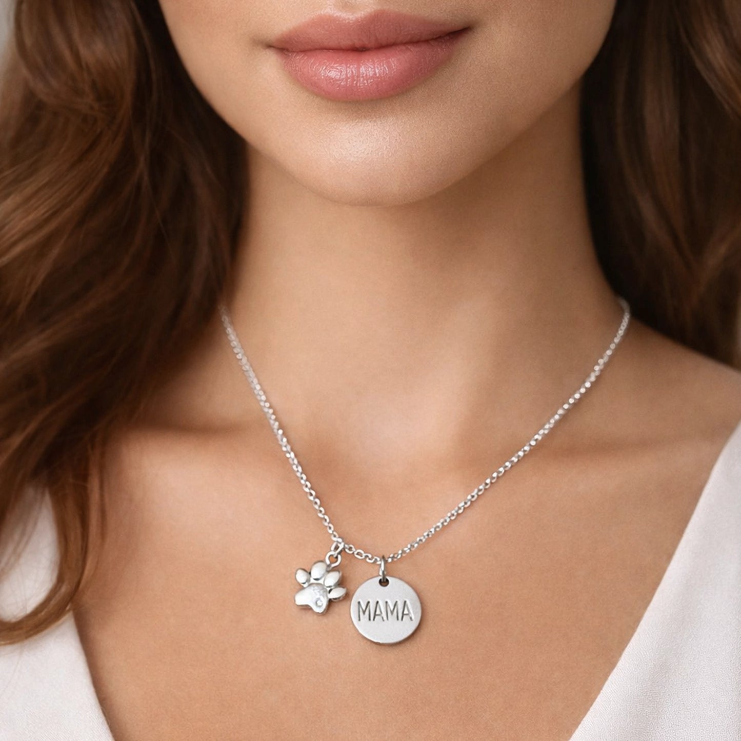Universal Mama Engraved Charm Necklace