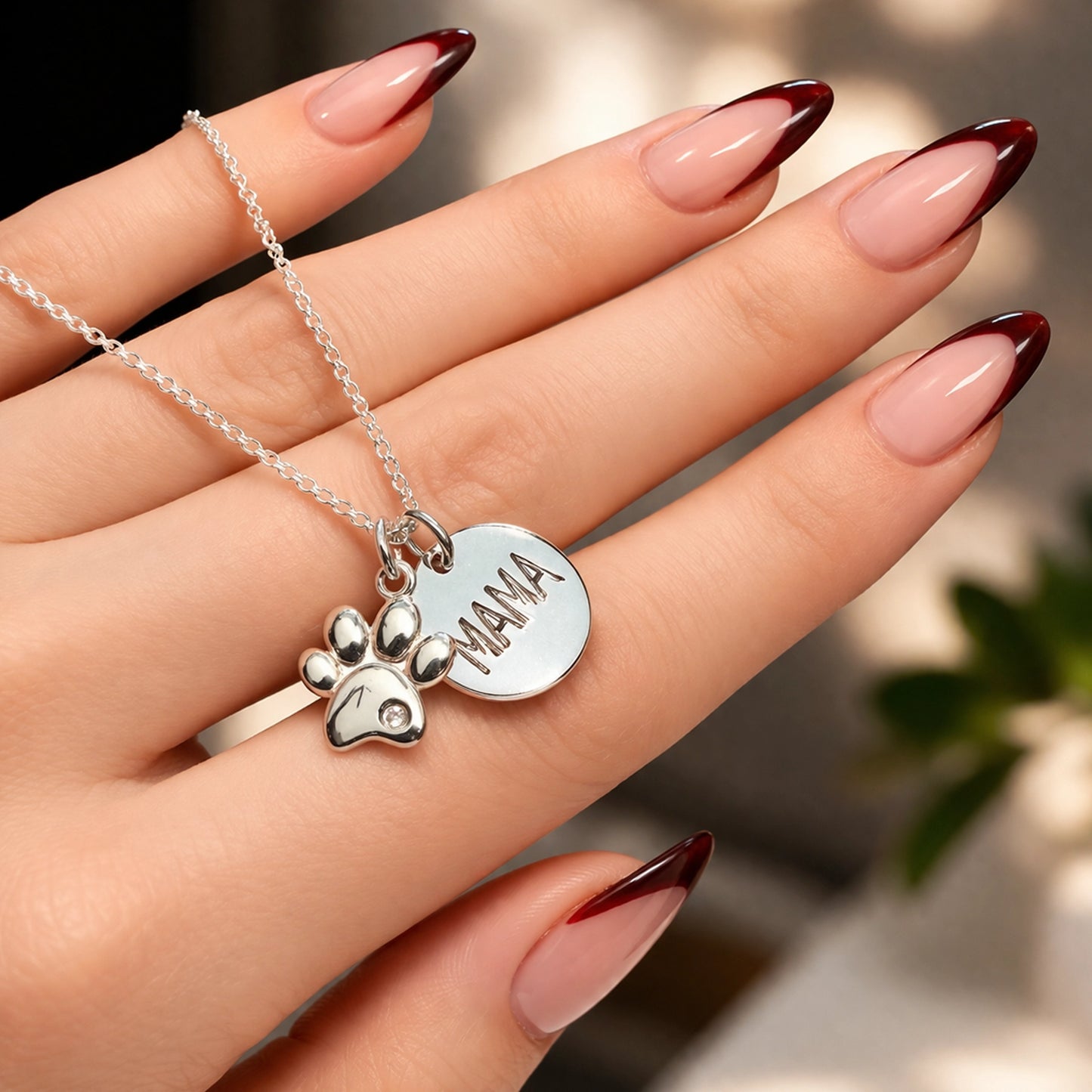 Universal Mama Engraved Charm Necklace