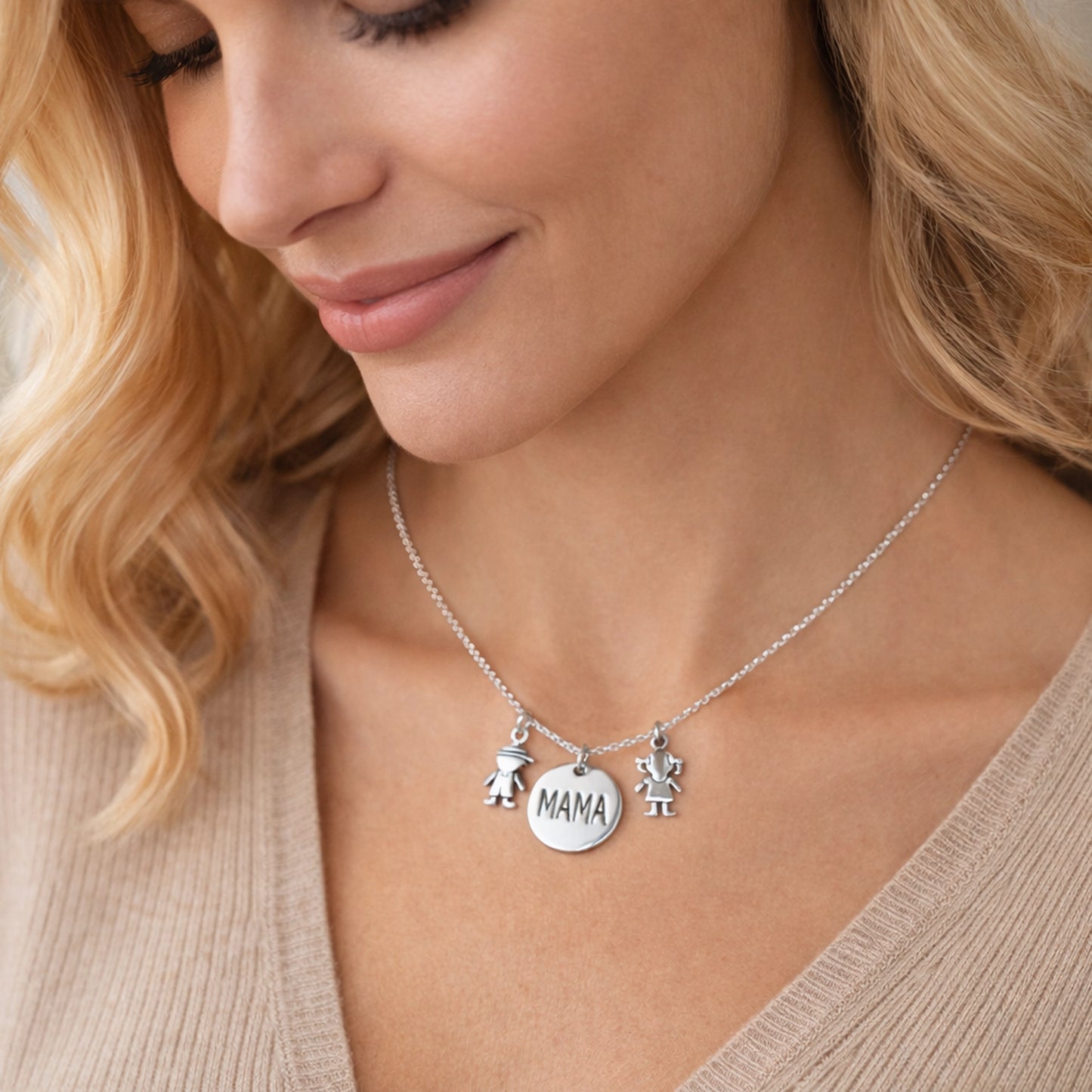 Universal Mama Engraved Charm Necklace