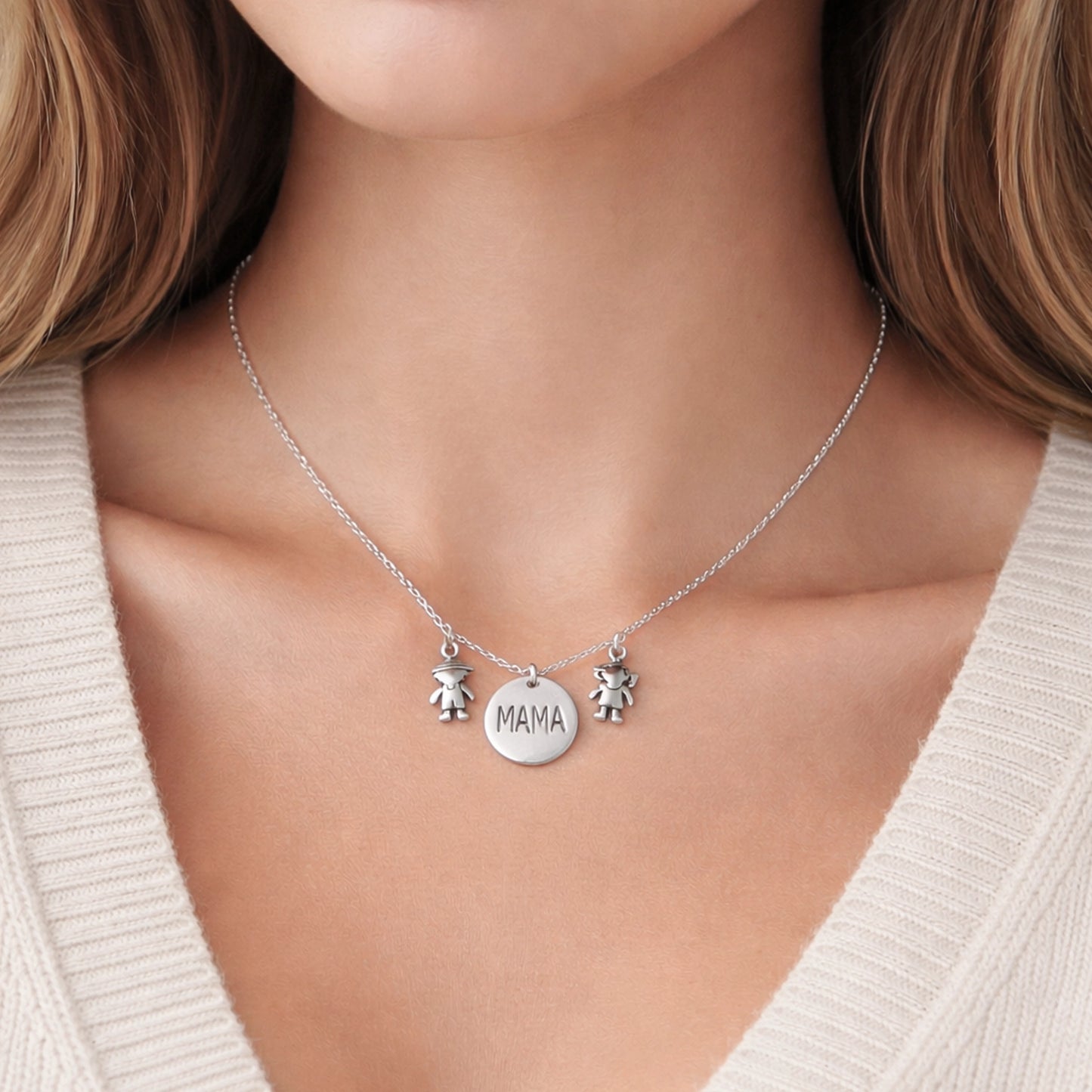 Universal Mama Engraved Charm Necklace