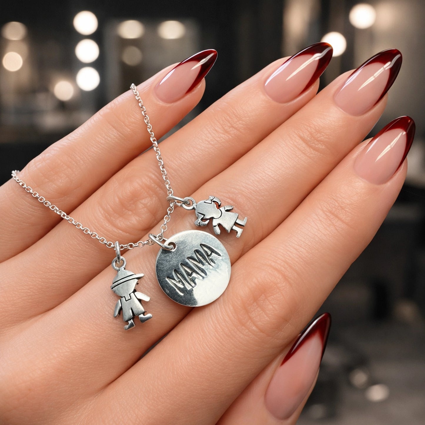 Universal Mama Engraved Charm Necklace