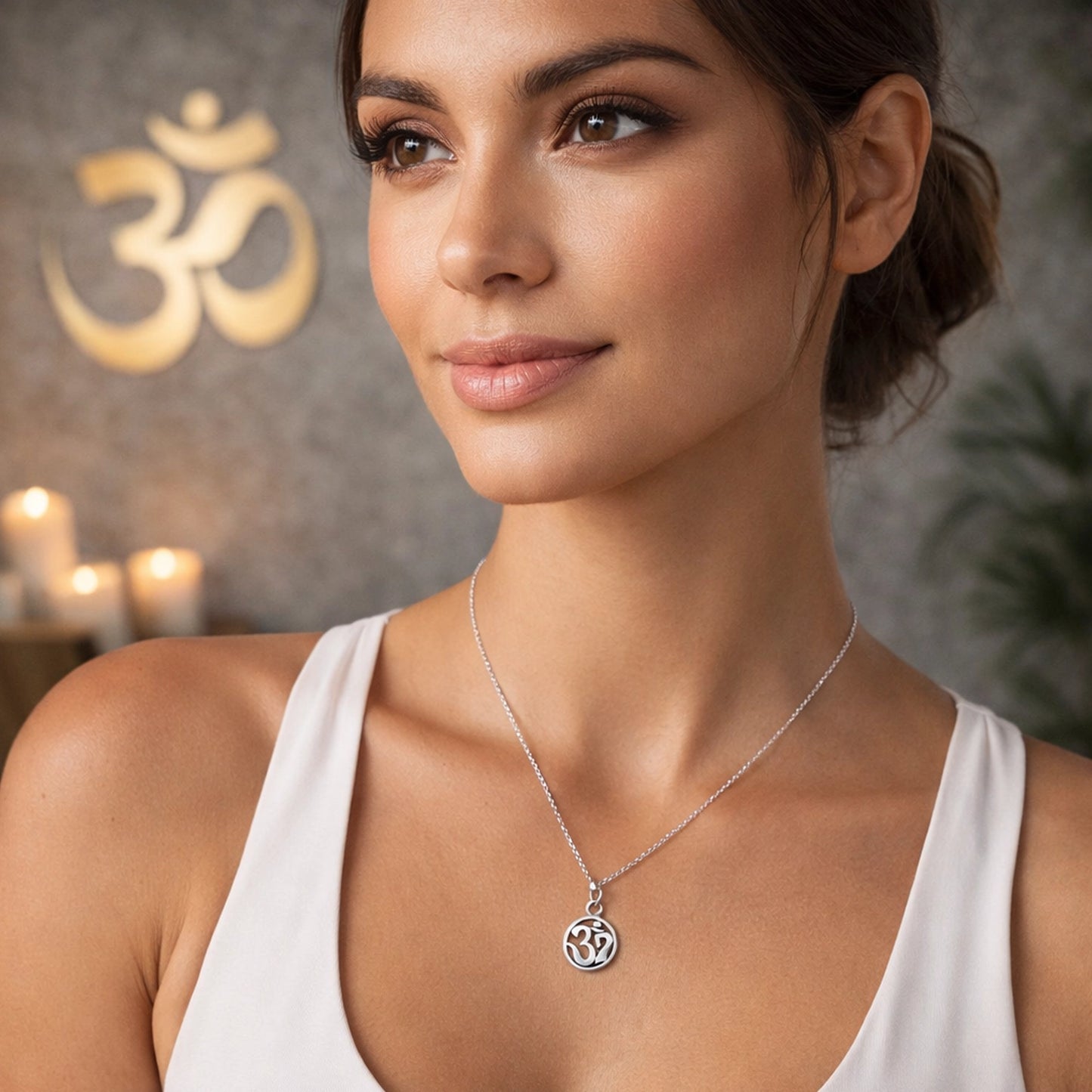 Yoga Necklace with OM Disc Charm