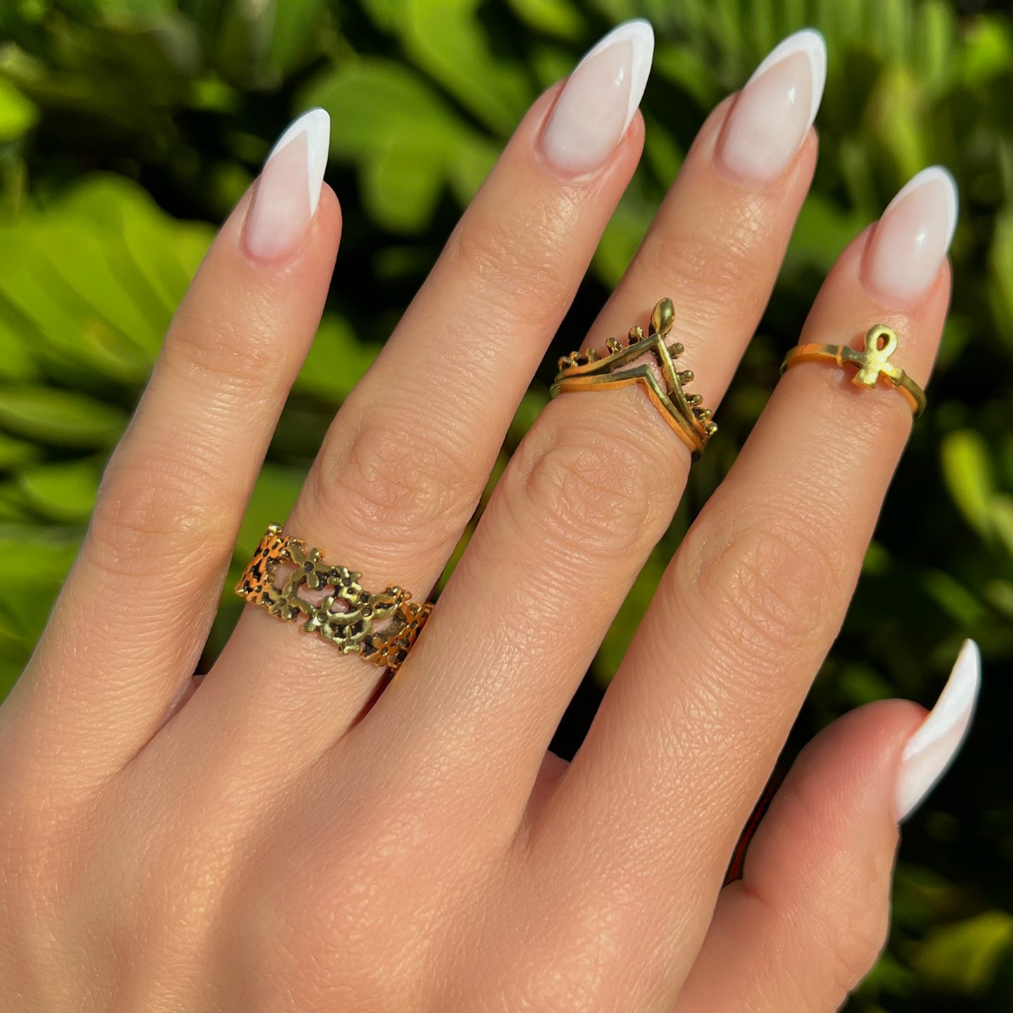 Vintage Blue Crystal Ring Bundle