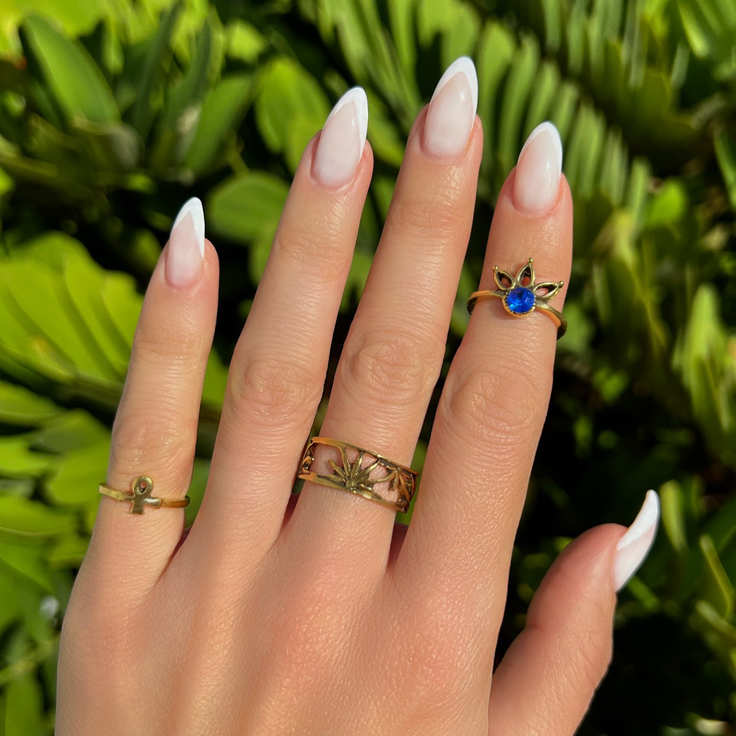Vintage Blue Crystal Ring Bundle