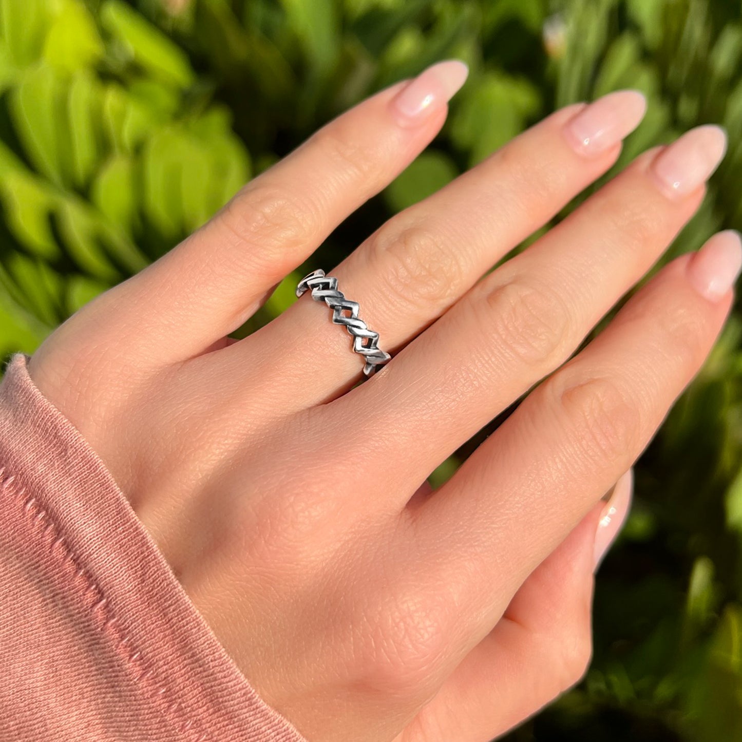 Celtic Knot Band Ring in Oxidized Sterling Silver