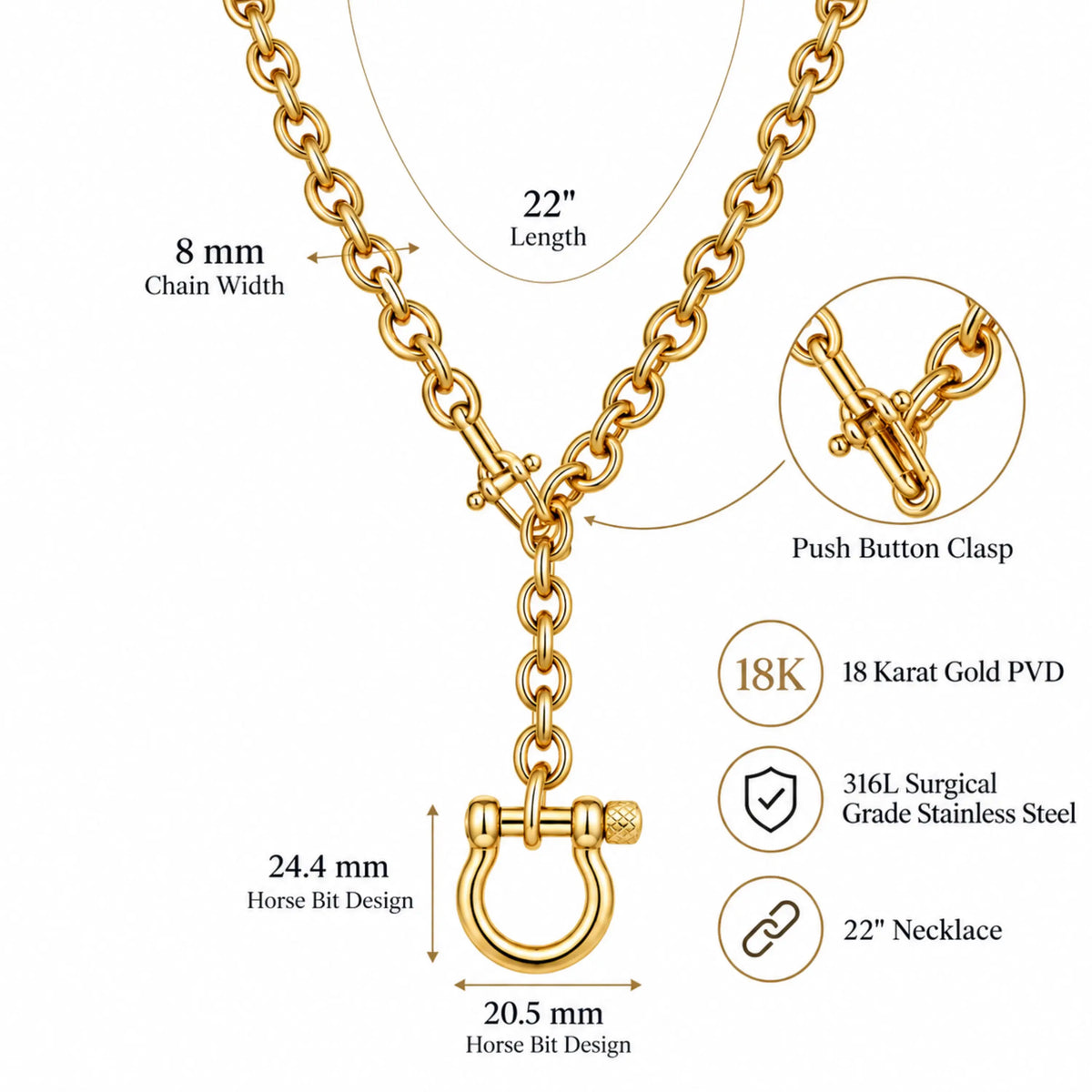 Chunky Chain Lariat Necklace • Bold Statement Y Necklace