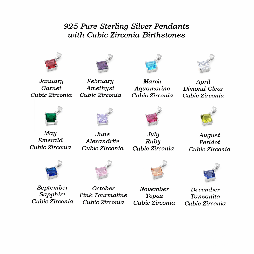 Rhombus Shape Birthstone Charm Necklace