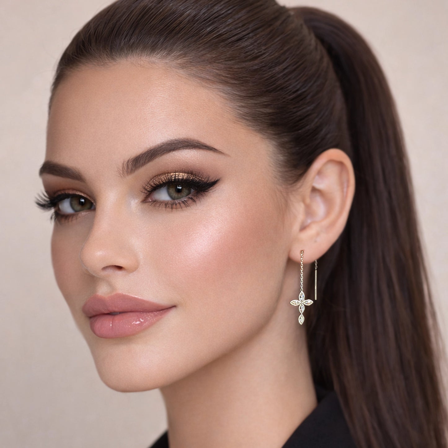 CZ Cross Threader Earrings