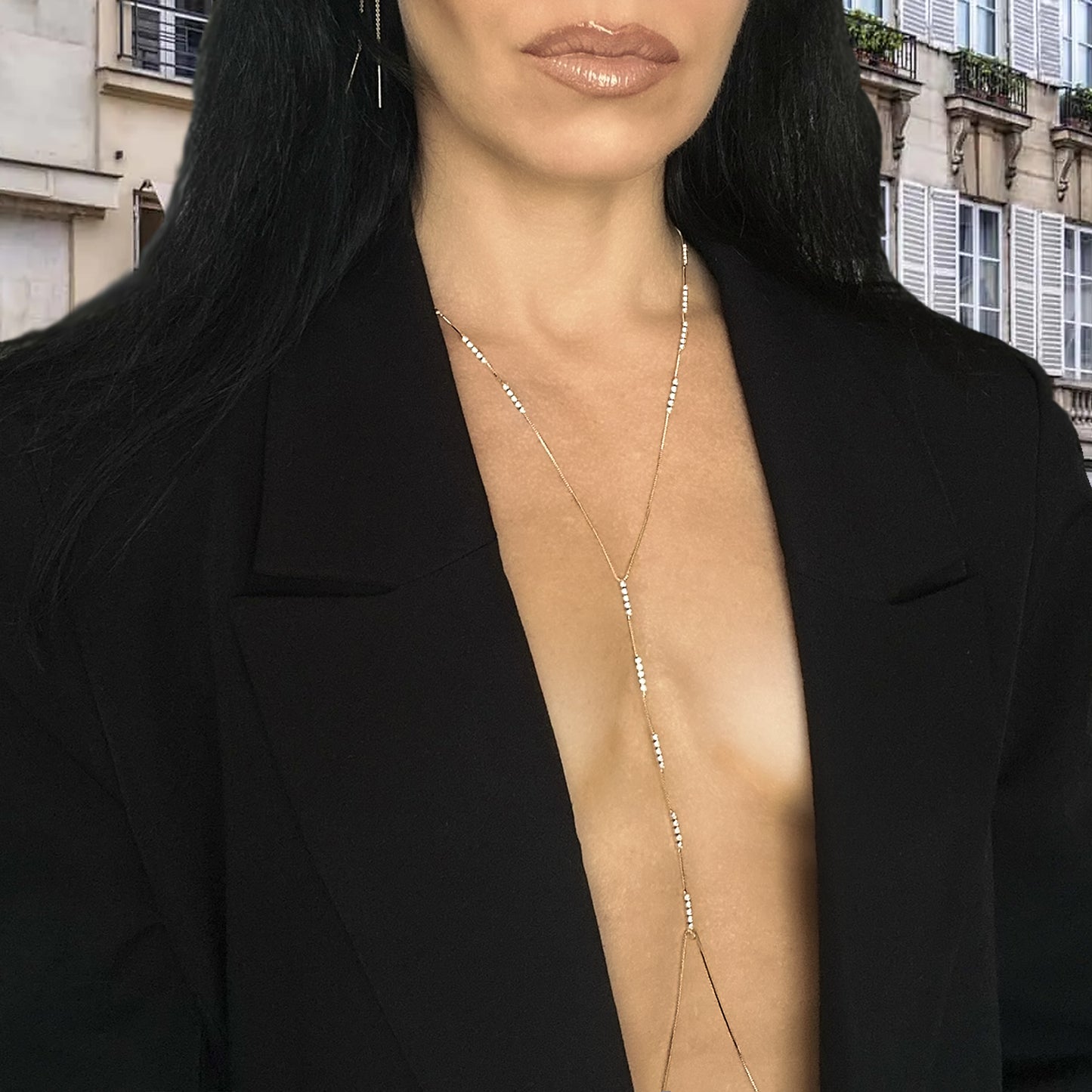Elegant Body Chain with Cubic Zirconia Stones in 18K Gold Filled