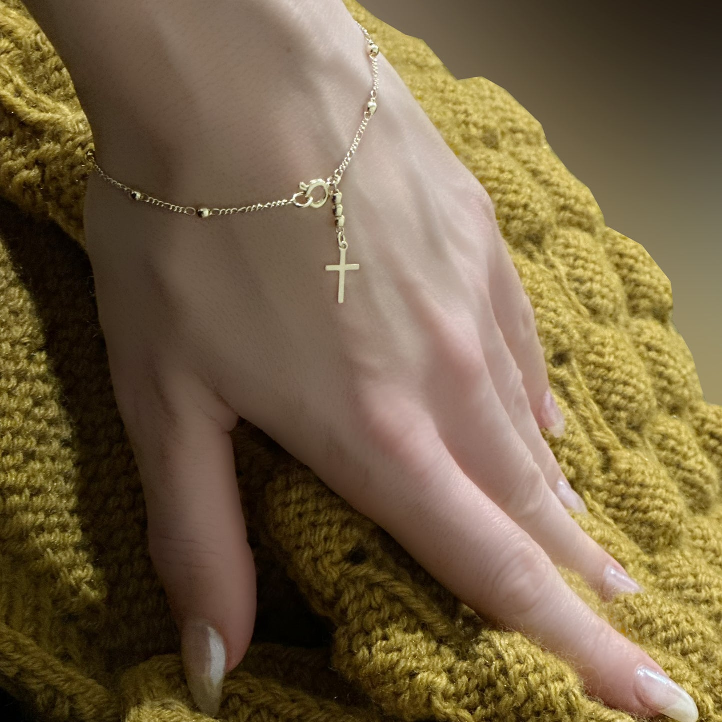Timeless Beaded Bracelet with Dangle Cross Charm